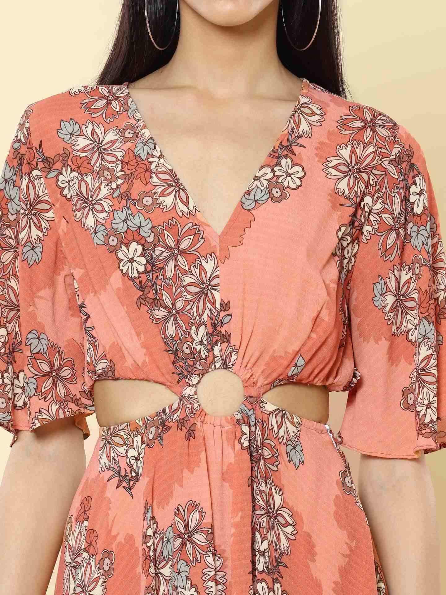 Rose Florette Cut-Out Dress