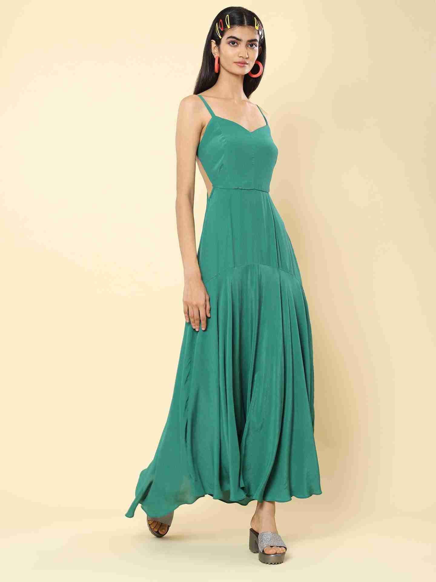 Green Aster Long Dress