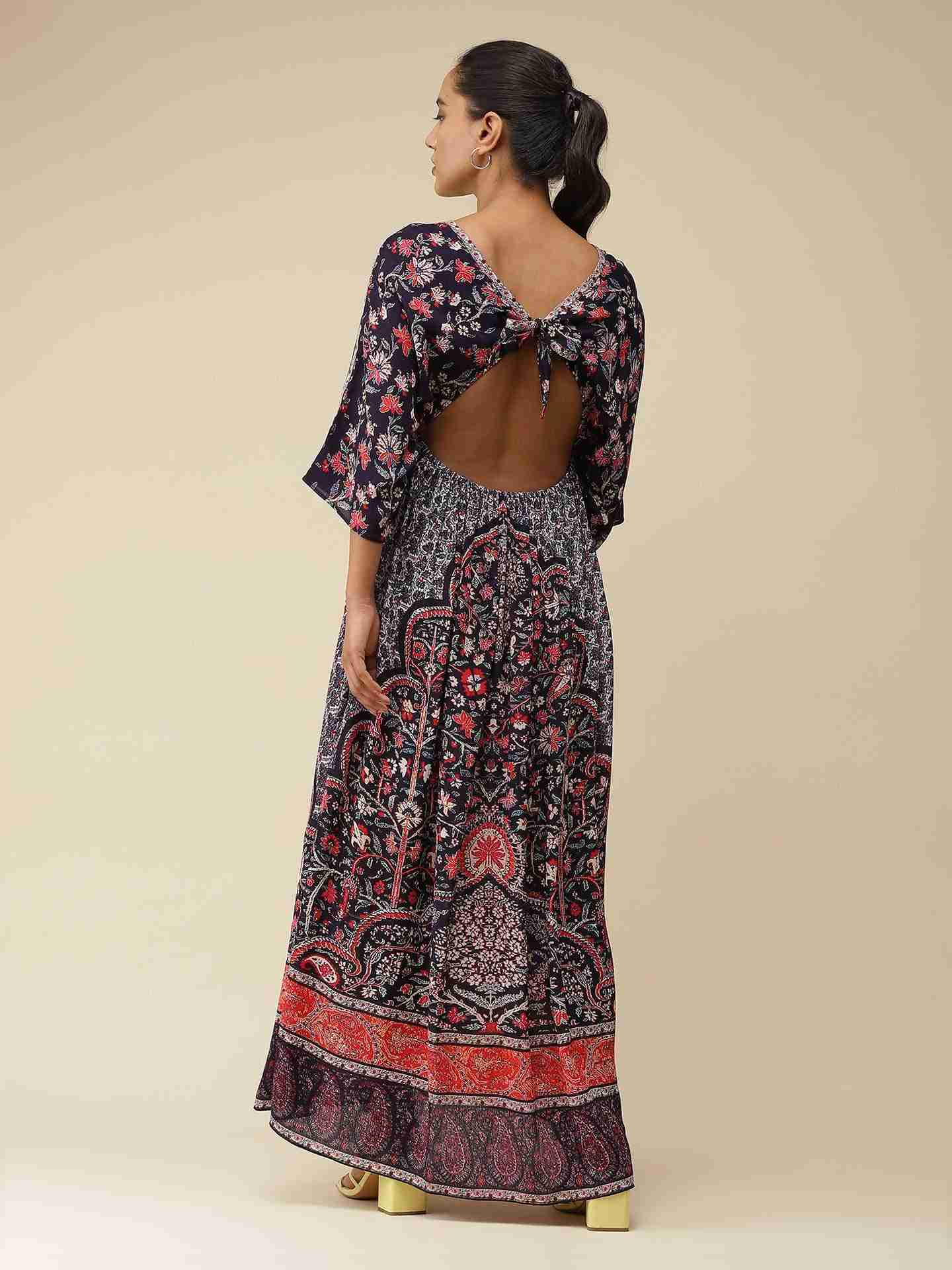 Navy Fashion Shawl Maxi Dress