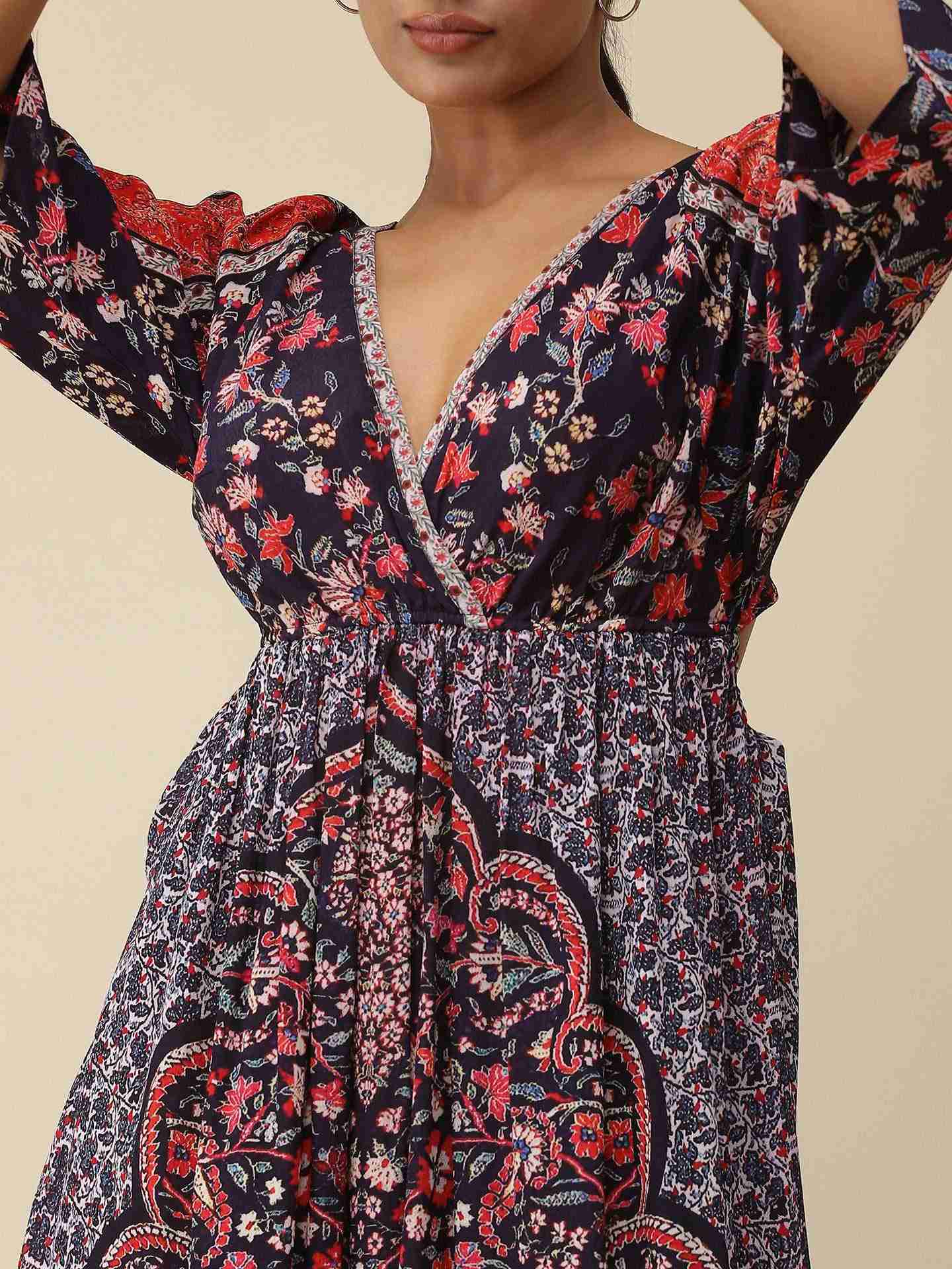 Navy Fashion Shawl Maxi Dress