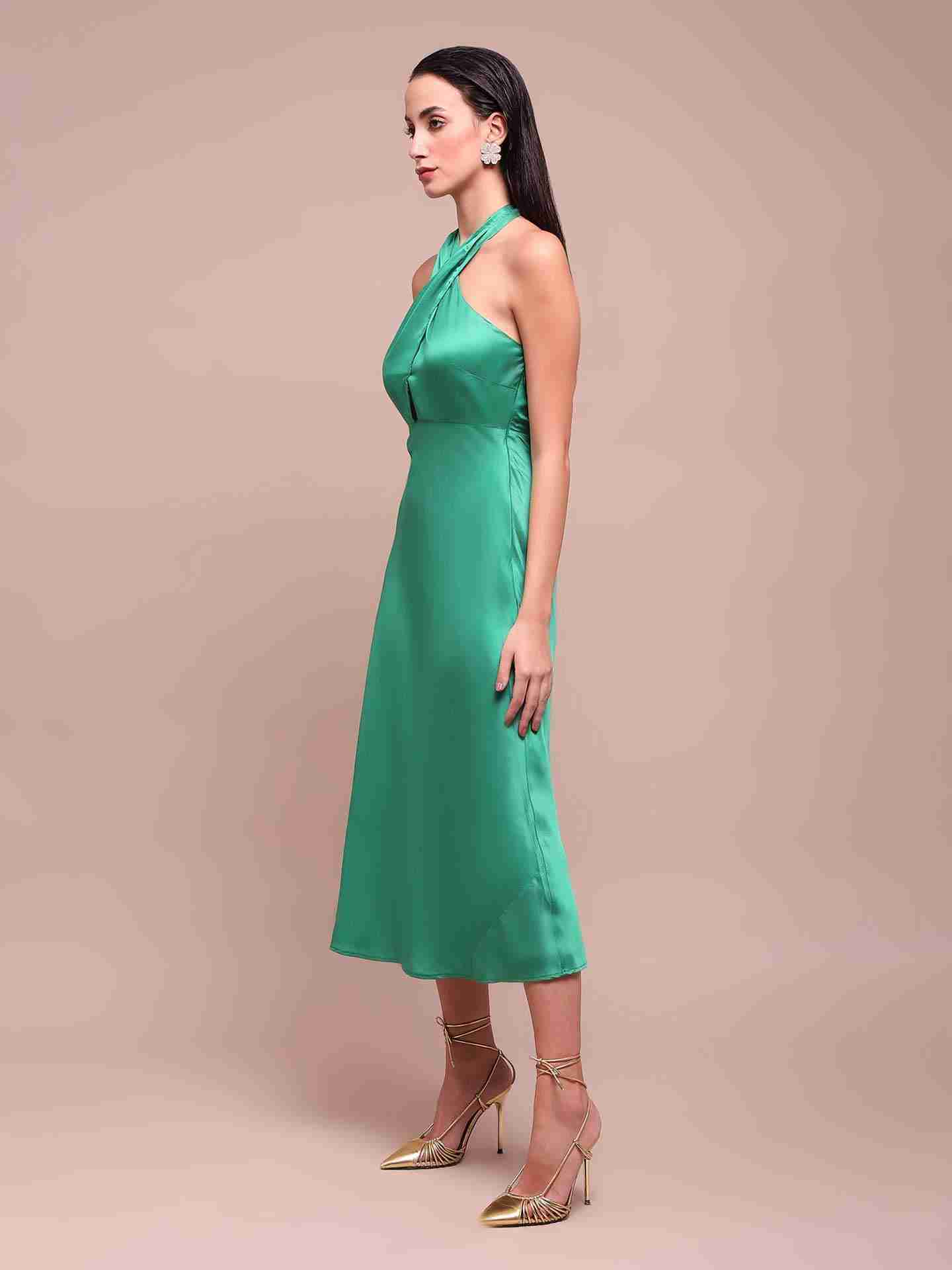 Green Amara Halter Dress