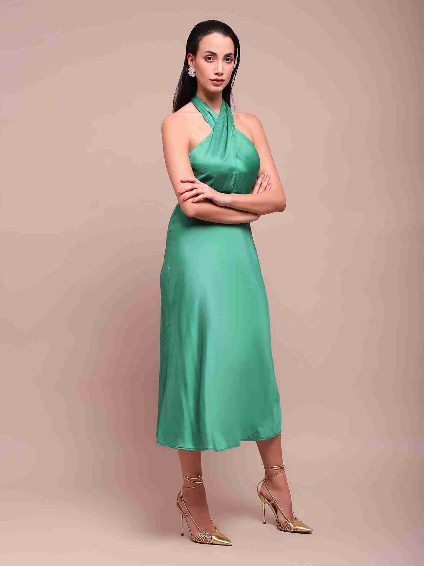 Green Amara Halter Dress