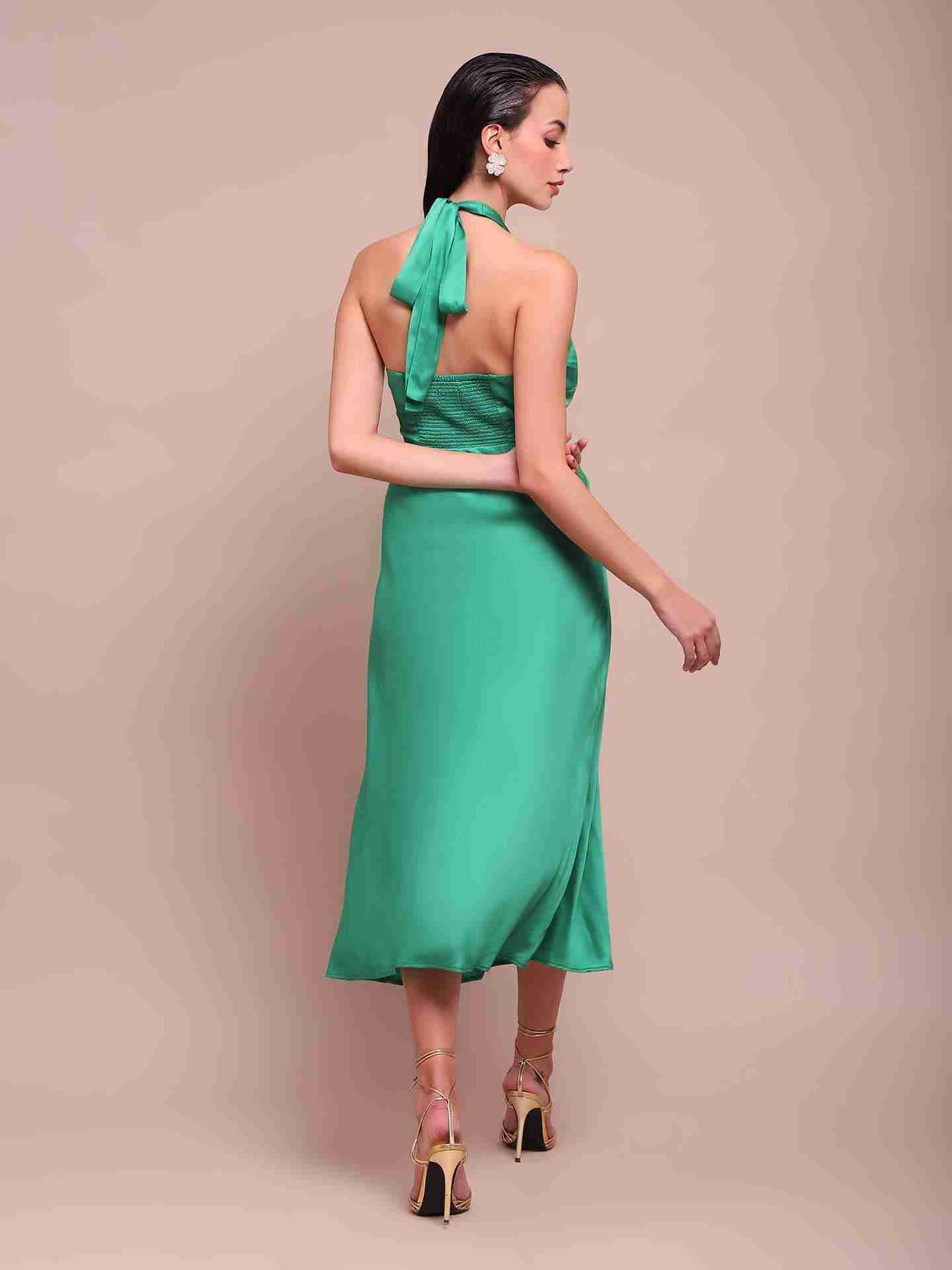 Green Amara Halter Dress