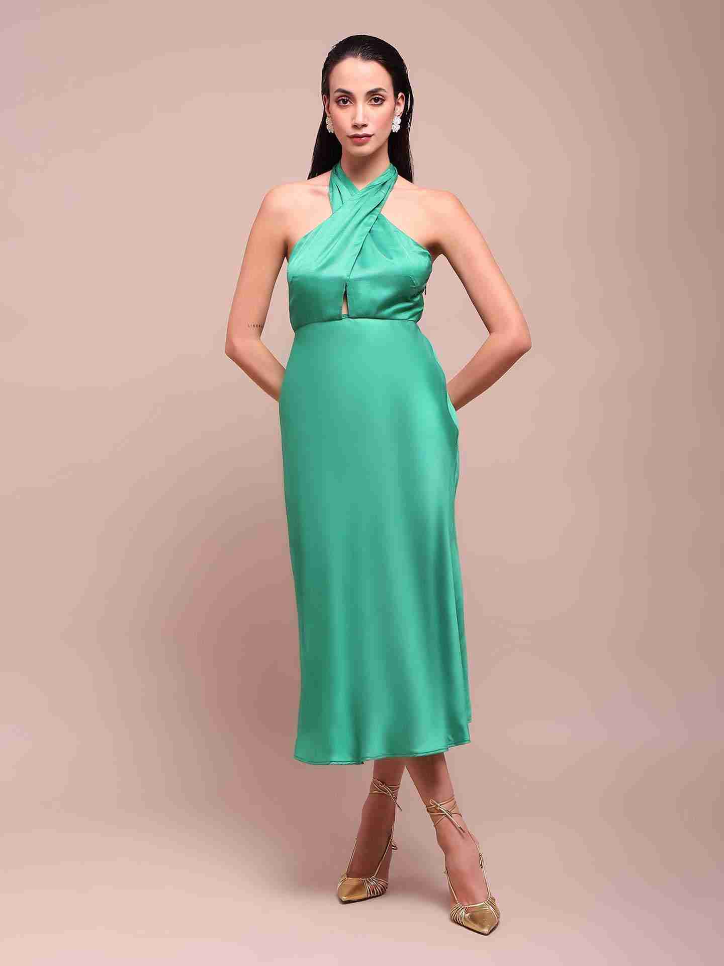 Green Amara Halter Dress