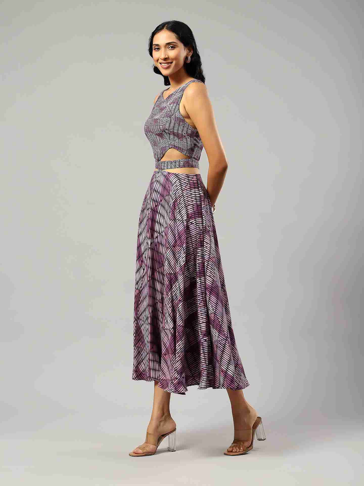 Purple Fashion Flair Cut-Out Dress