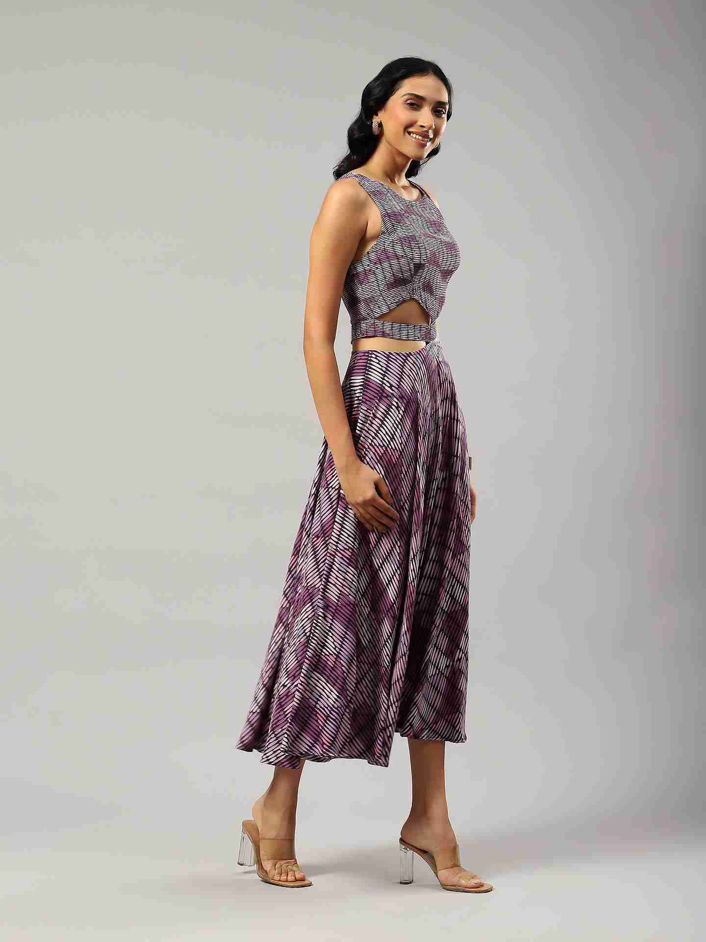 Purple Fashion Flair Cut-Out Dress