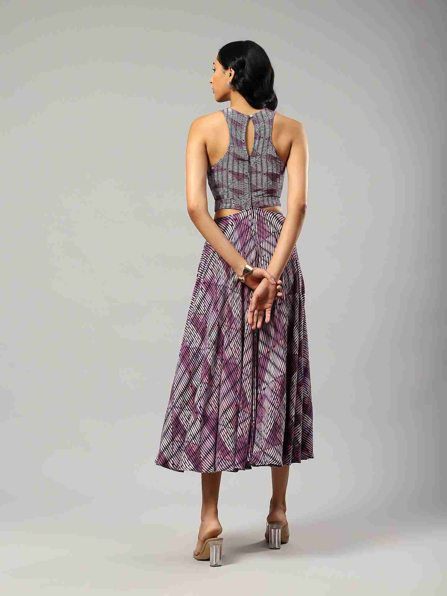 Purple Fashion Flair Cut-Out Dress