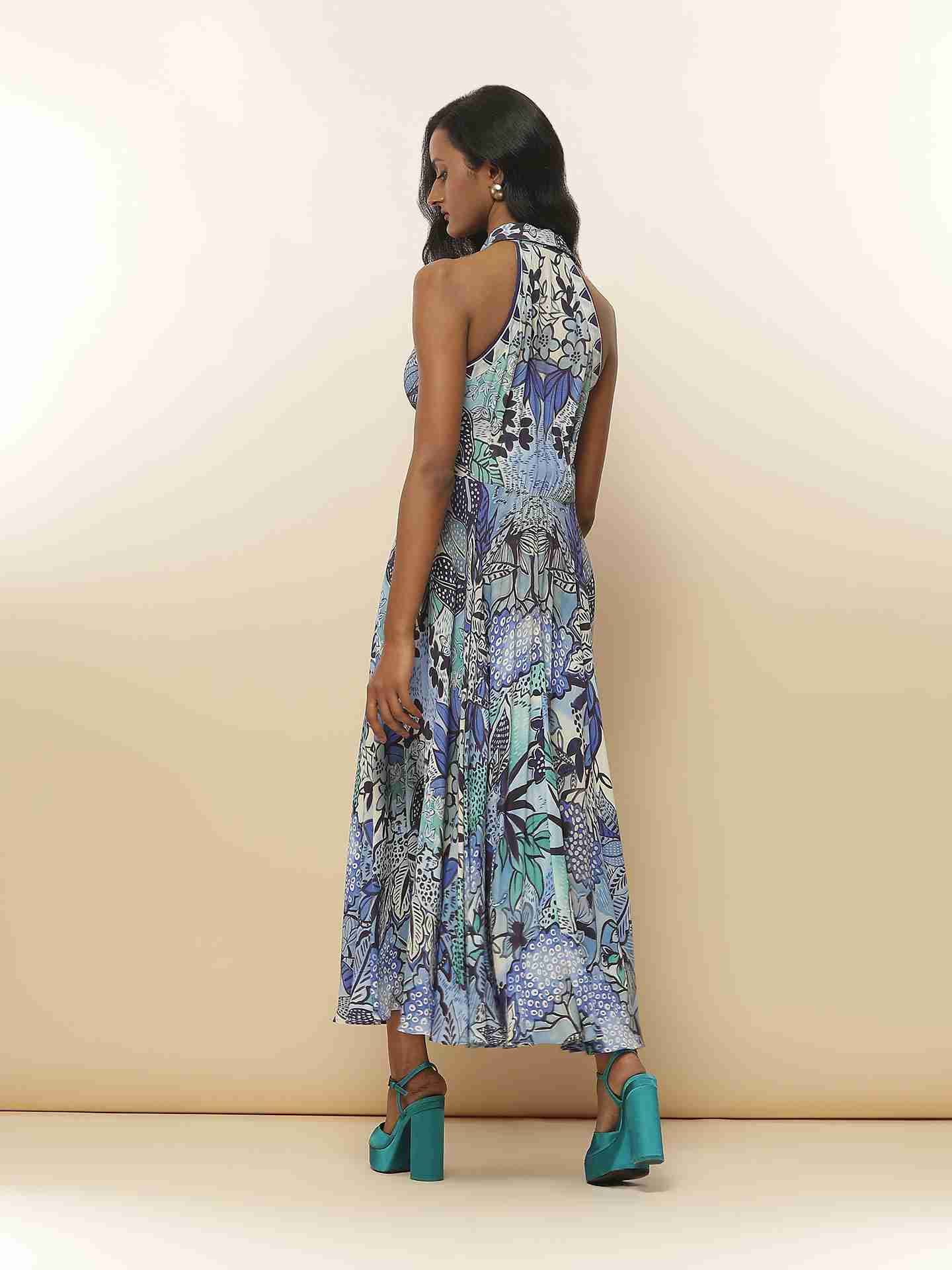 Blue Fauna Long Dress