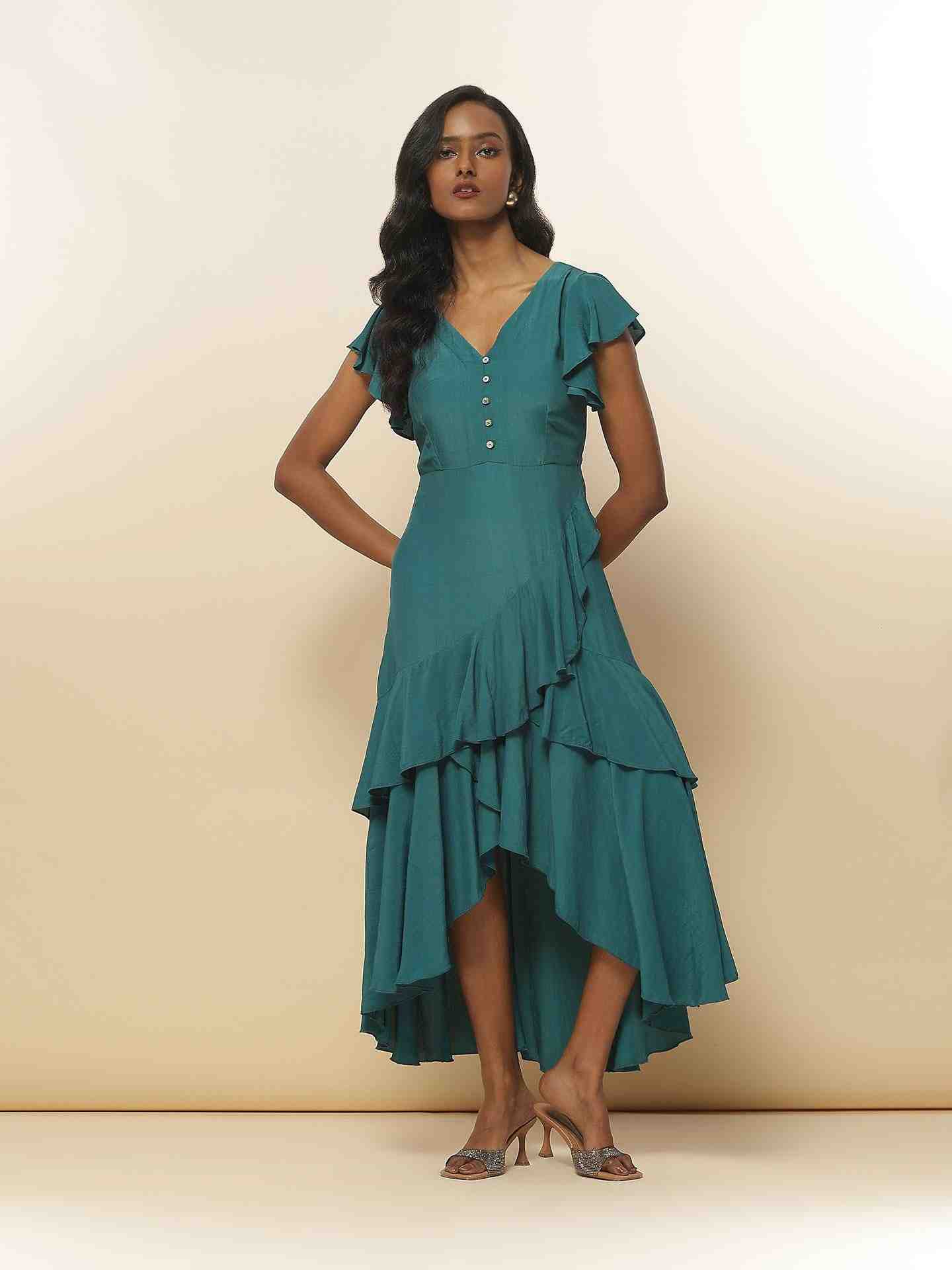 Teal Roisil Midi Dress