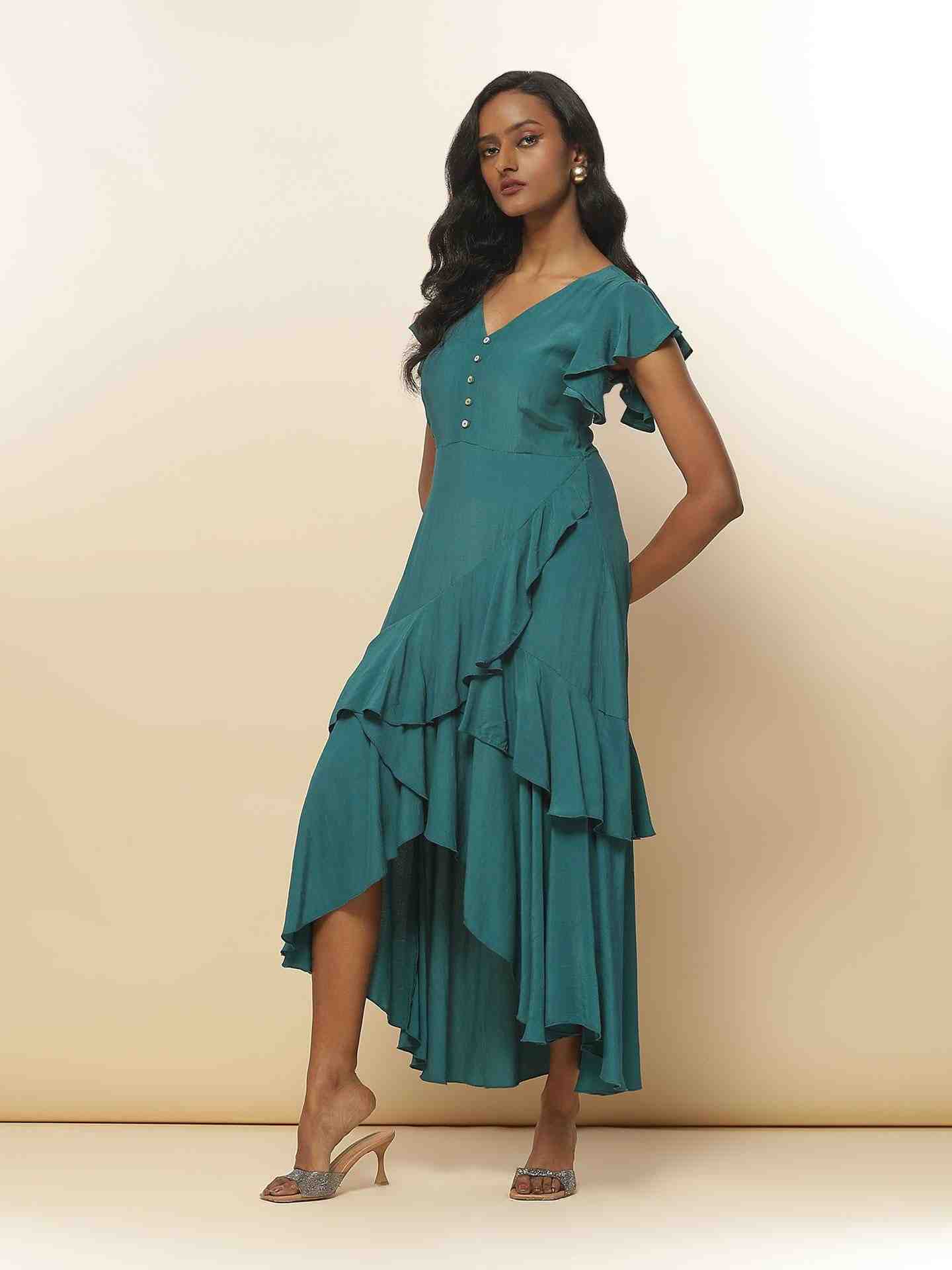 Teal Roisil Midi Dress