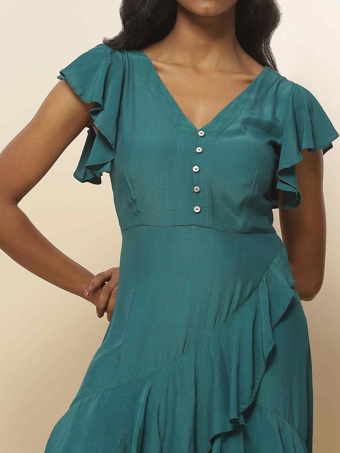Teal Roisil Midi Dress