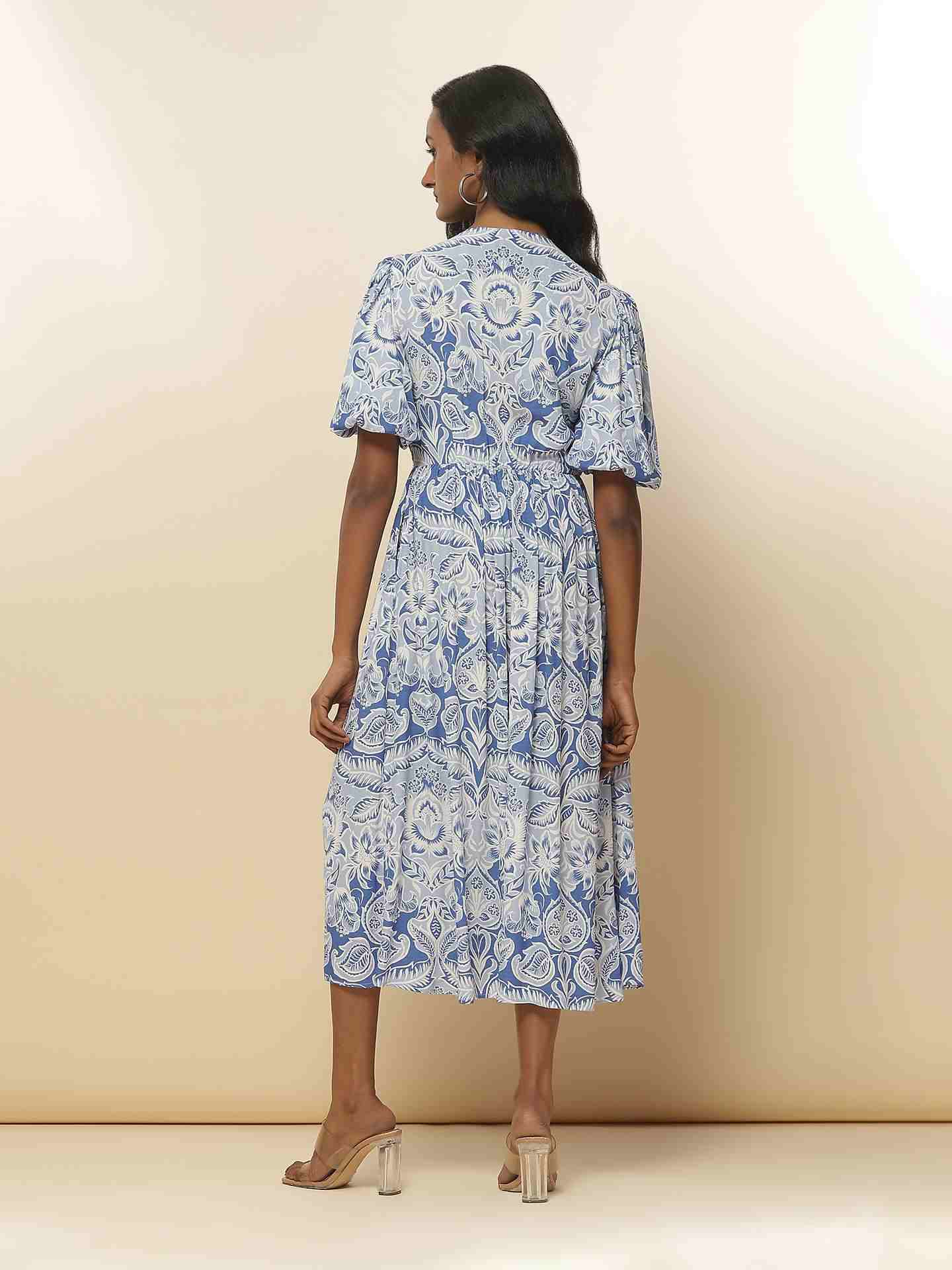 Blue Marron Midi Dress