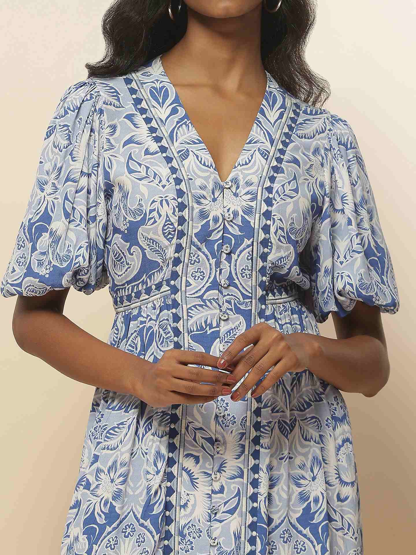 Blue Marron Midi Dress