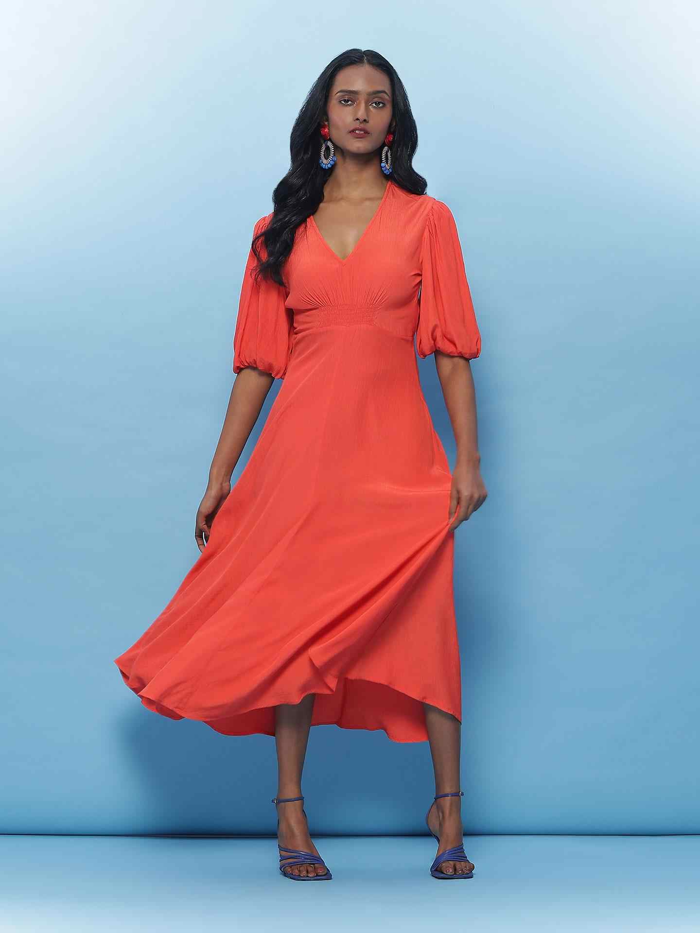 Orange Electra Midi Dress
