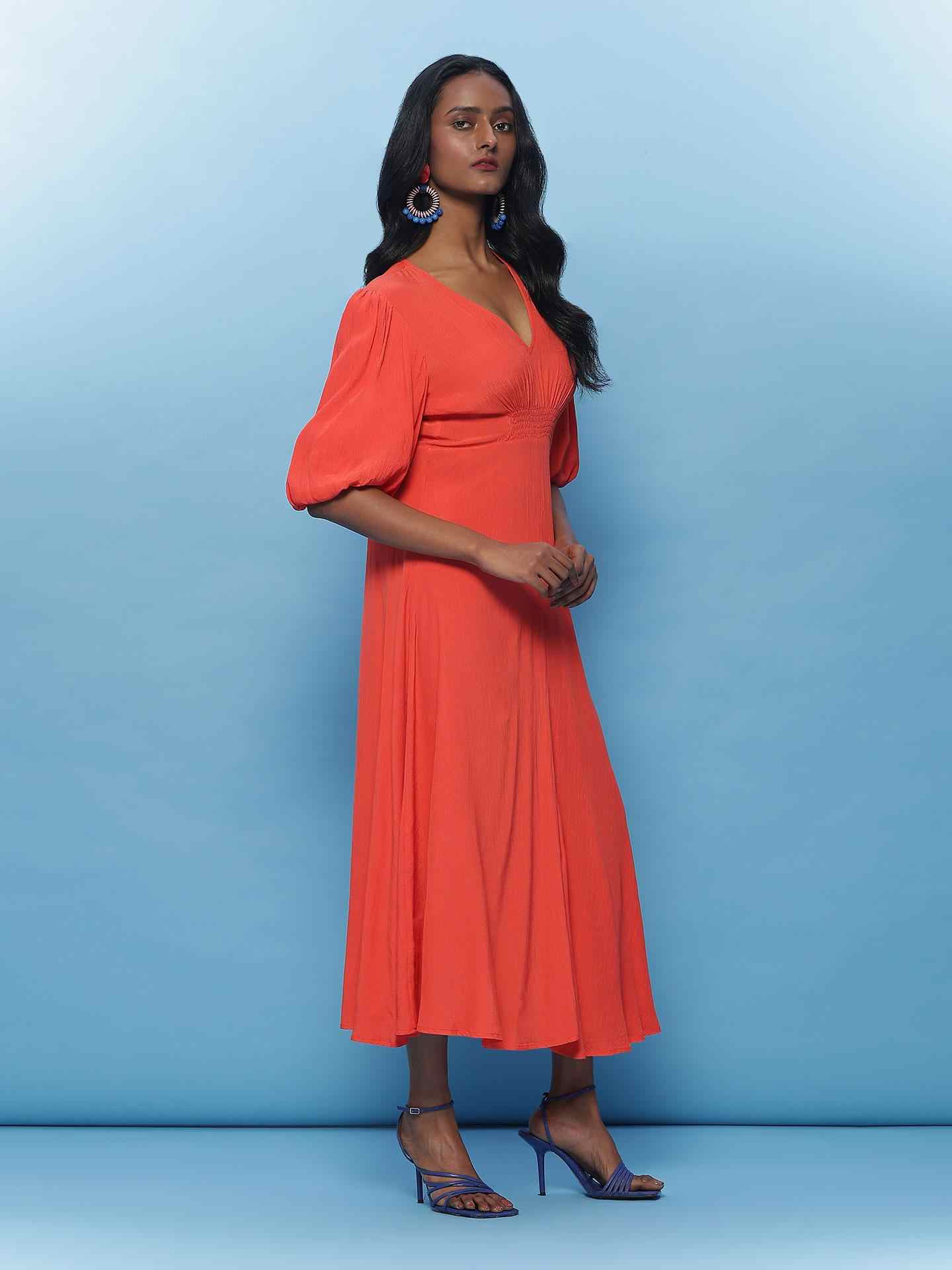 Orange Electra Midi Dress