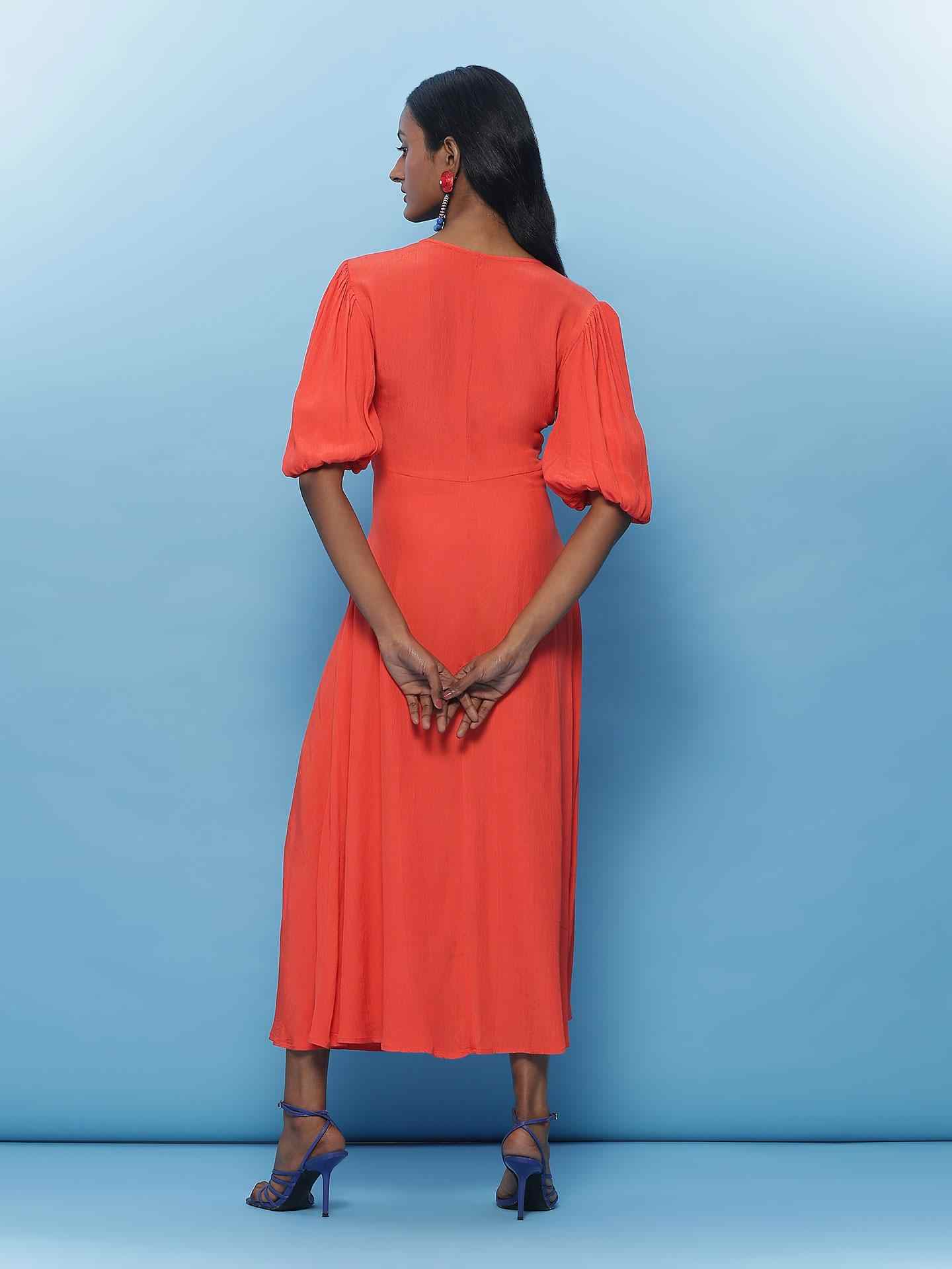 Orange Electra Midi Dress