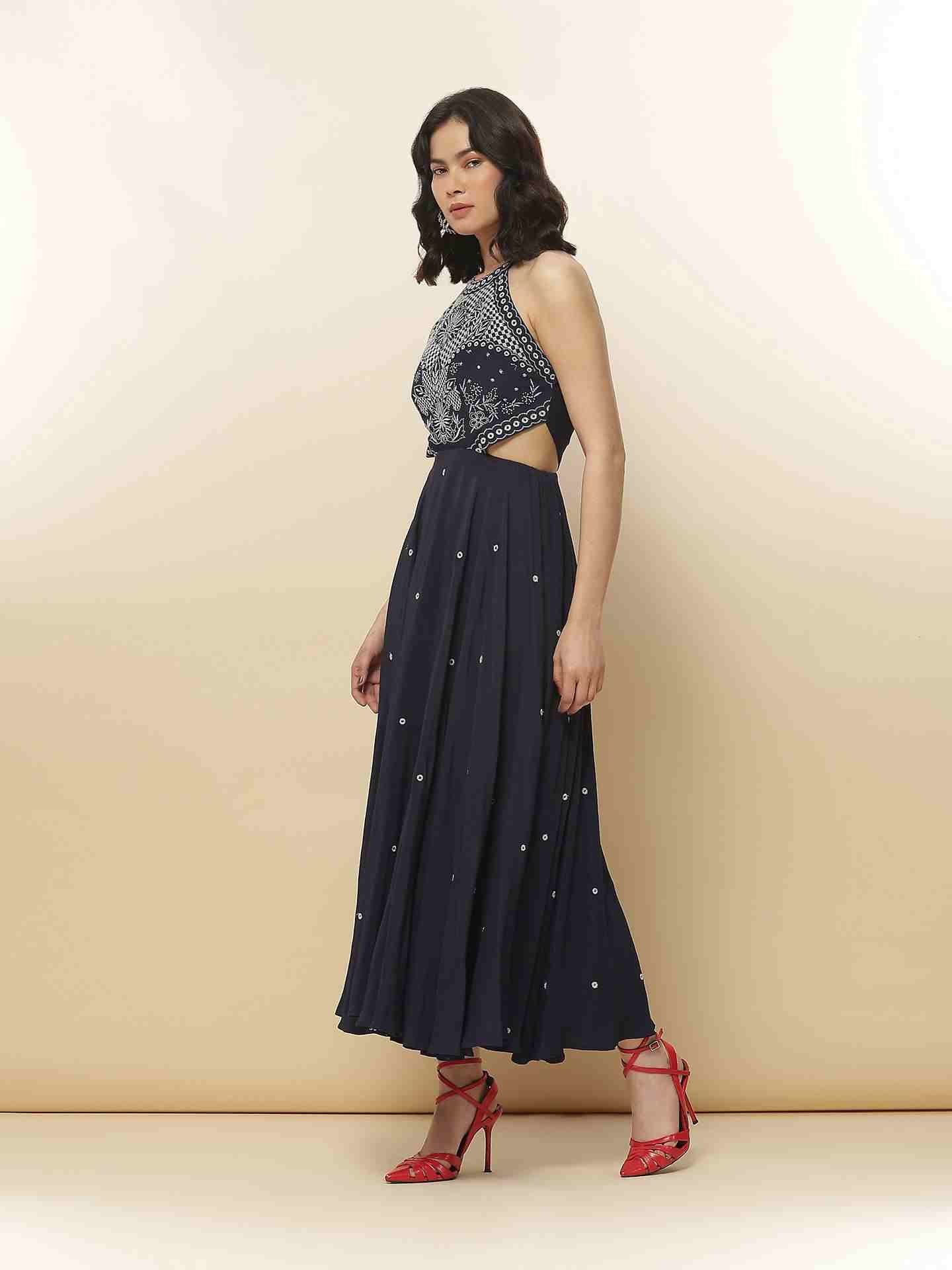 Navy Blue Carissa Cut-Out Dress