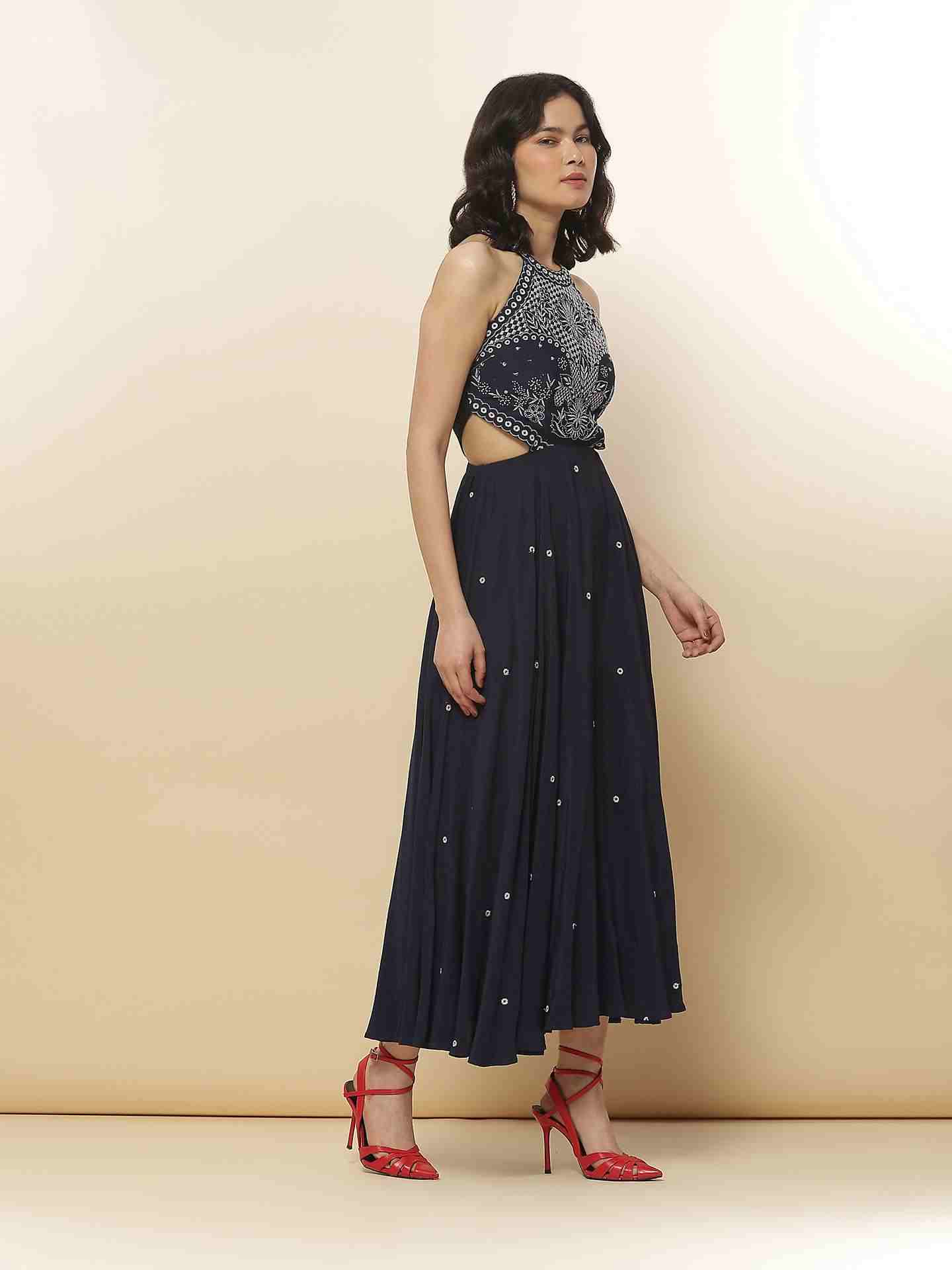 Navy Blue Carissa Cut-Out Dress