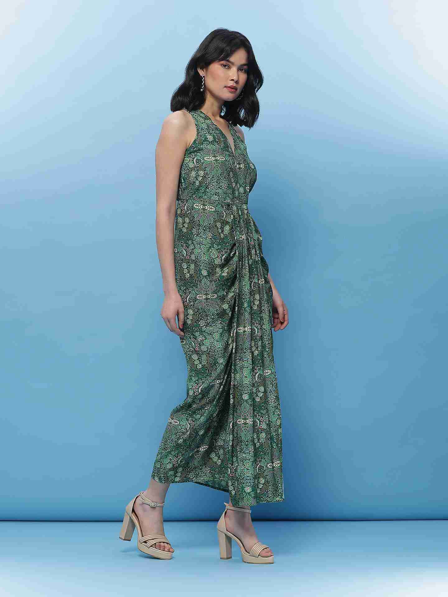 Green Fashion Flair Long Dress