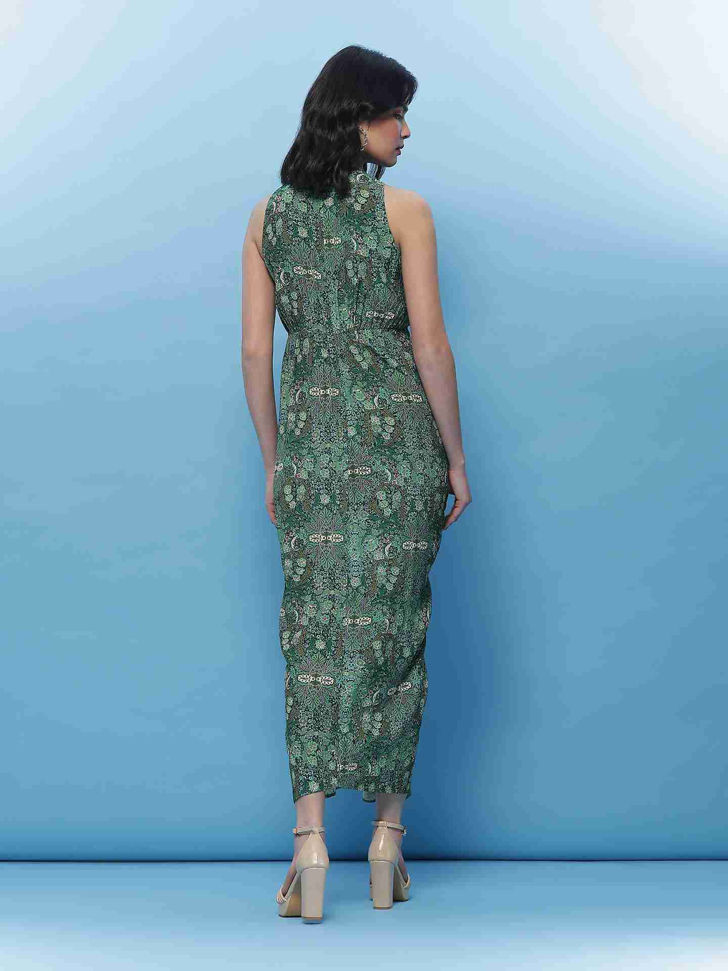 Green Fashion Flair Long Dress