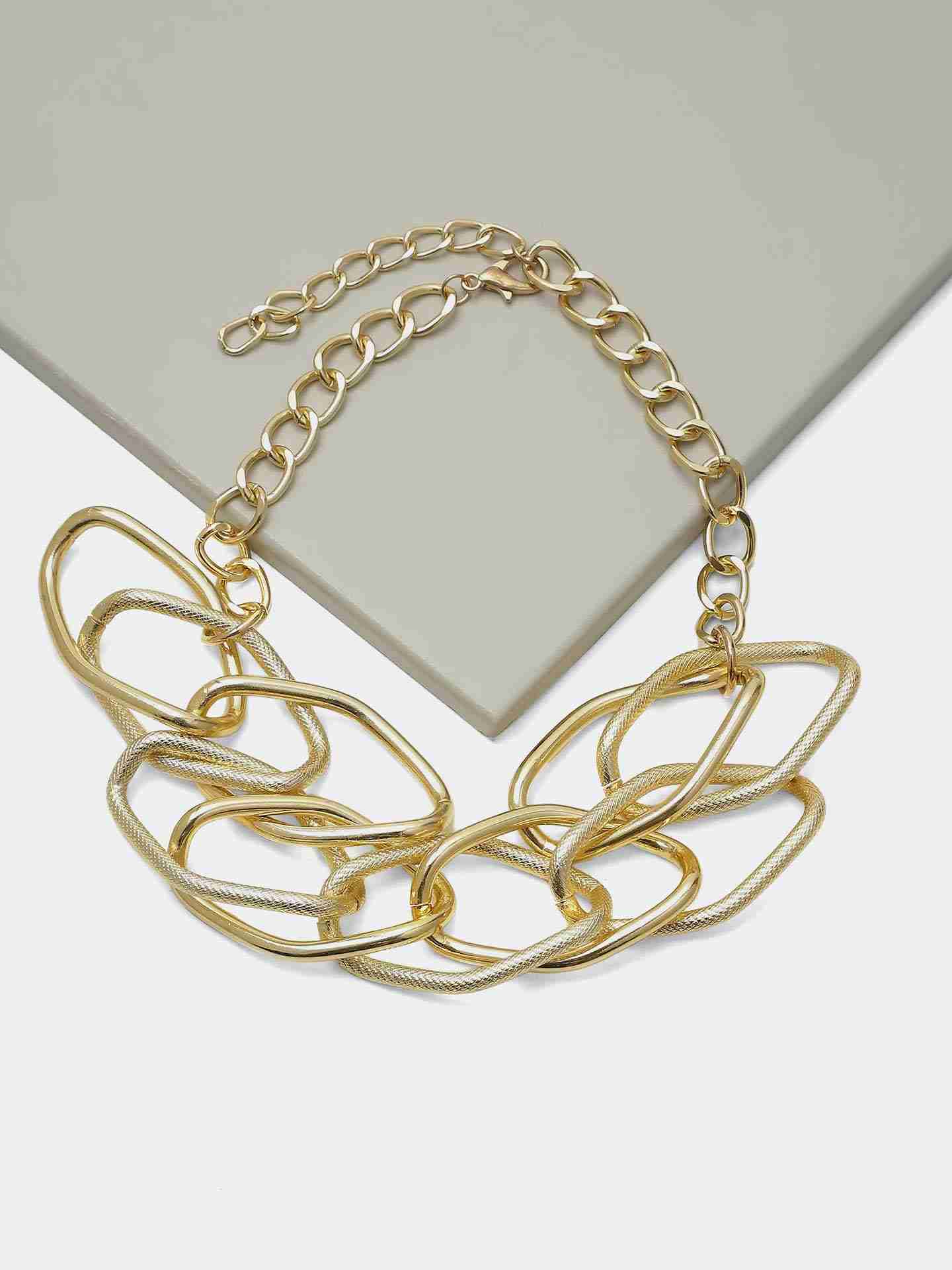 Gold Valiant Links Statement Necklace