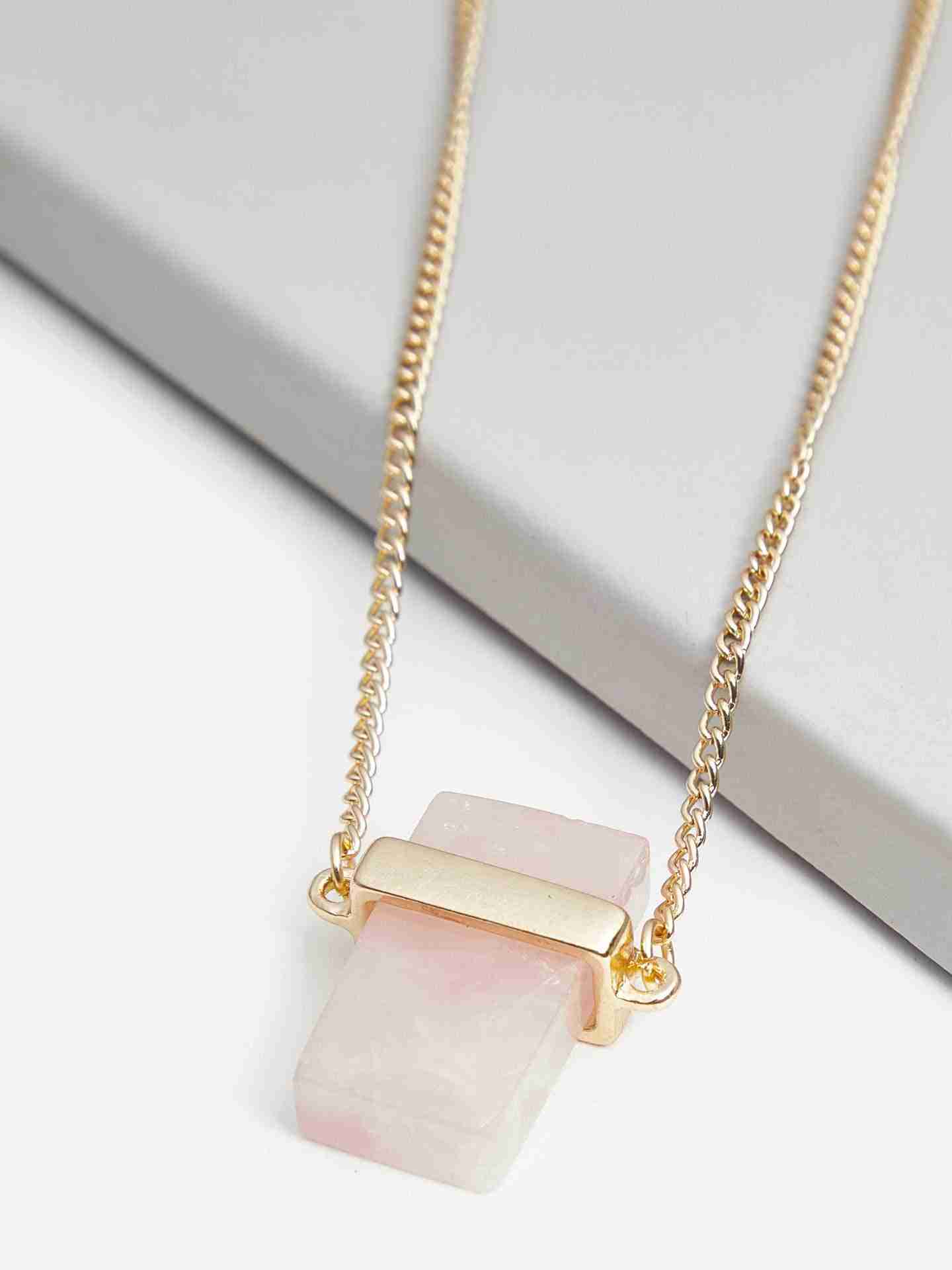 Gold & Pink Theia Rose Necklace