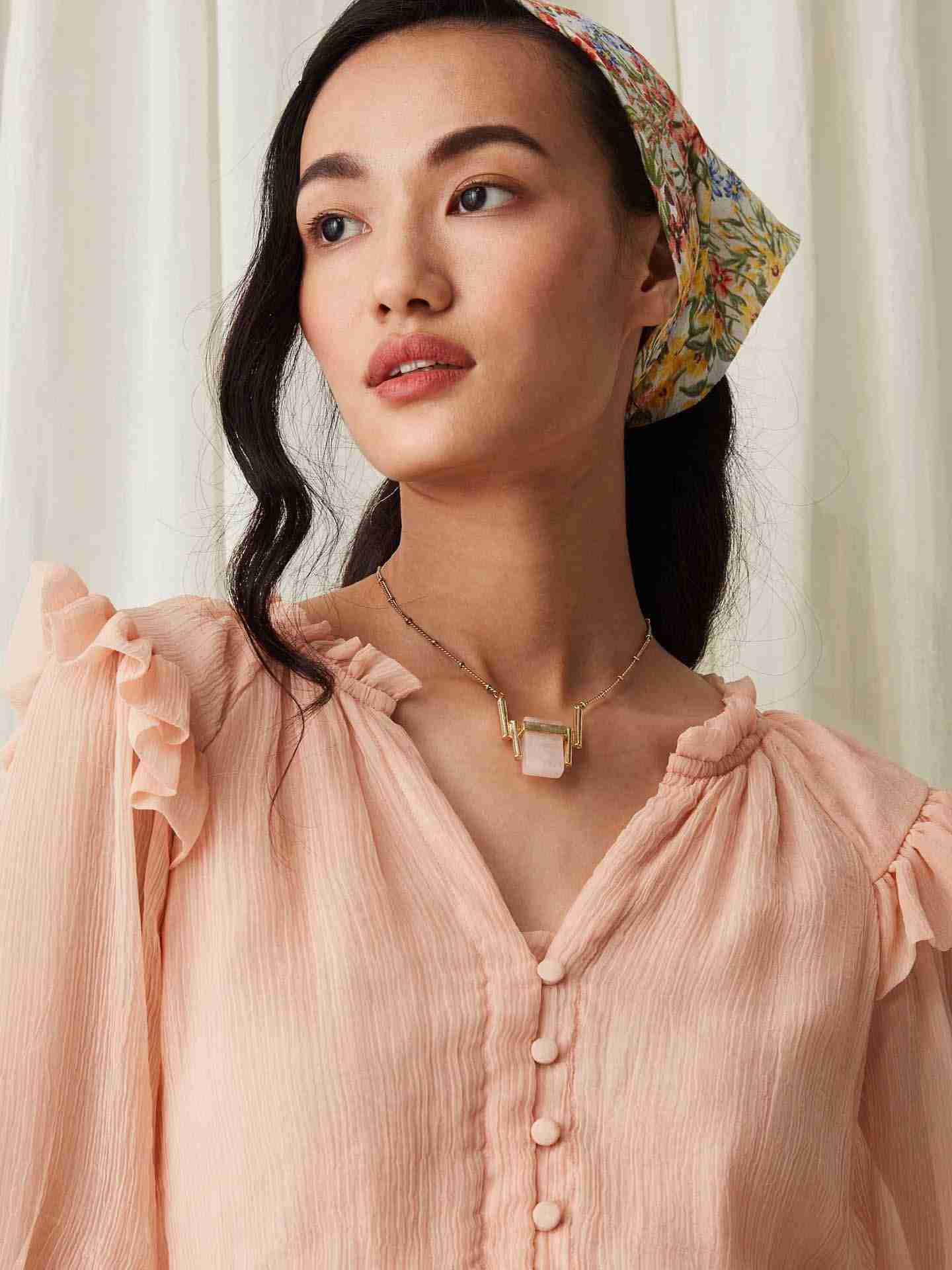 Gold & Pink Theia Rose Necklace