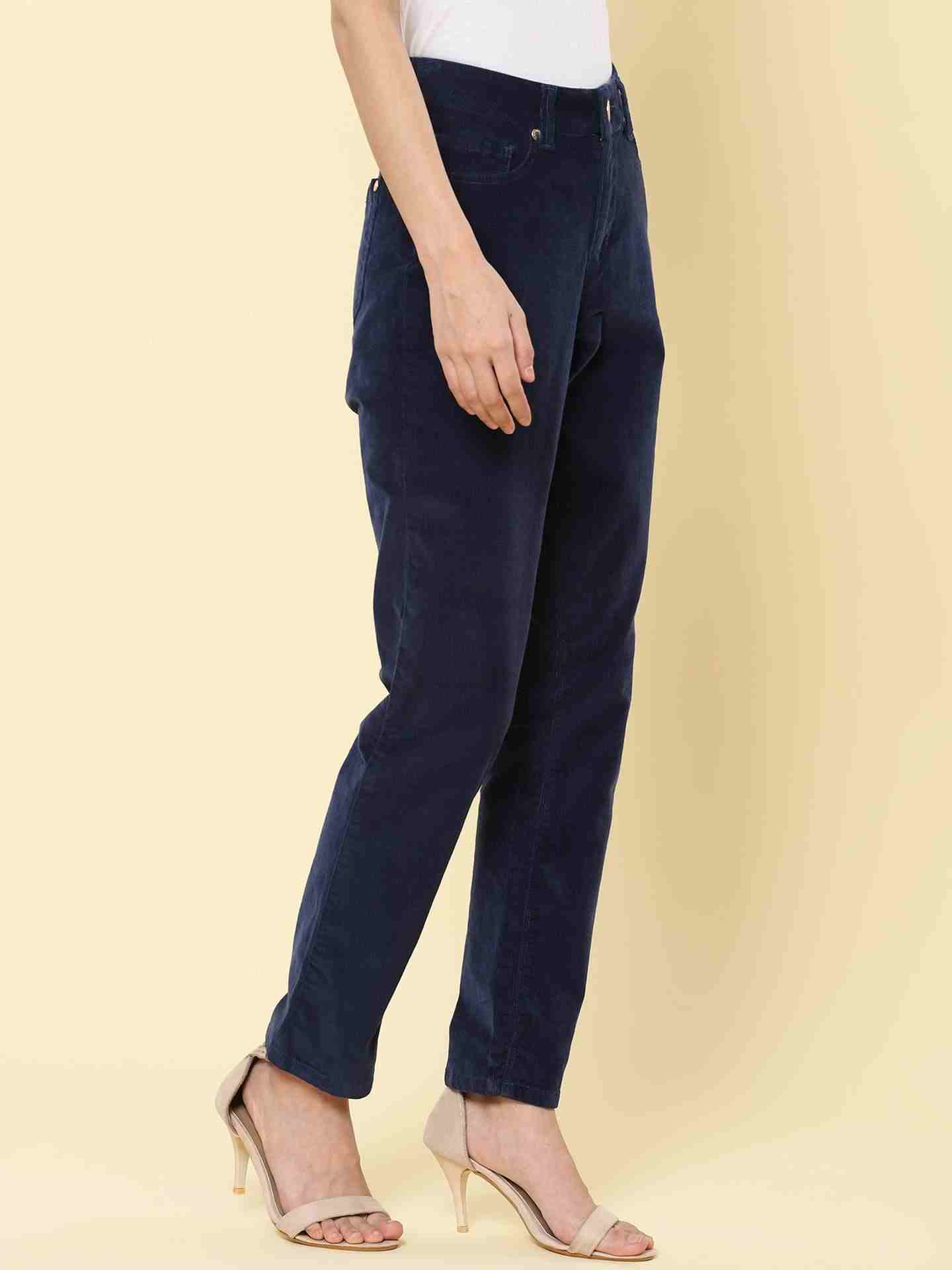 Navy Winter Saga Straight-Leg Pants