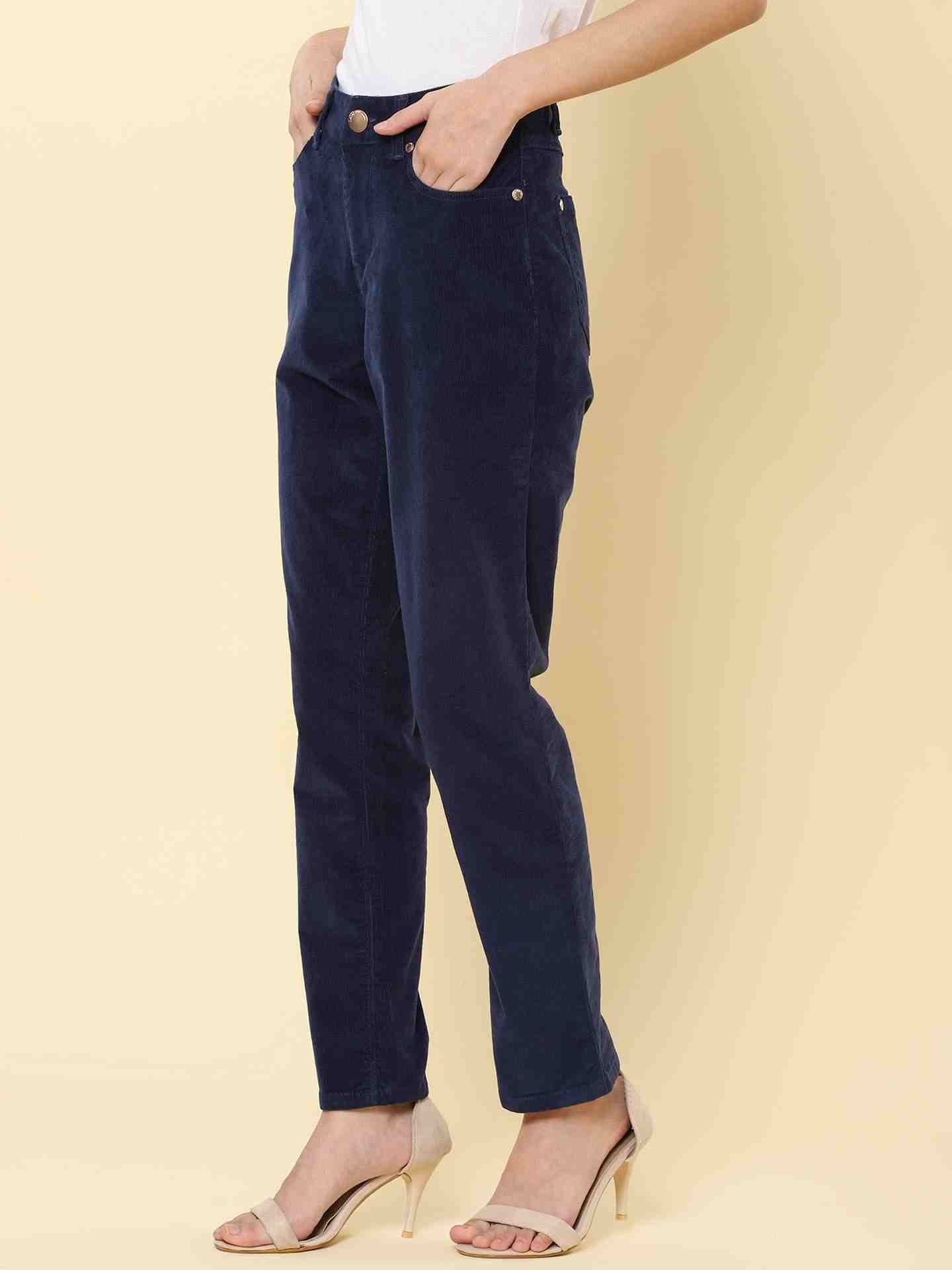 Navy Winter Saga Straight-Leg Pants