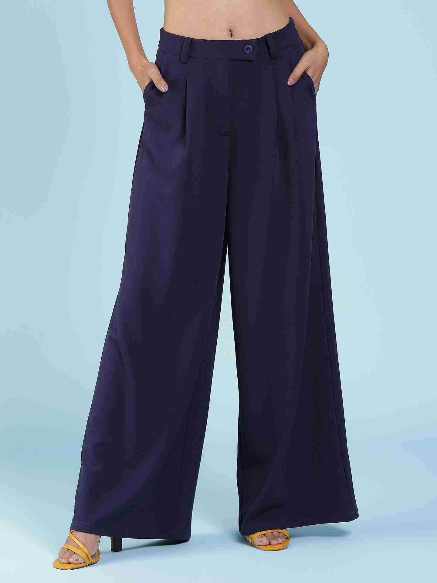 Navy Antalya Wide-Leg Pants