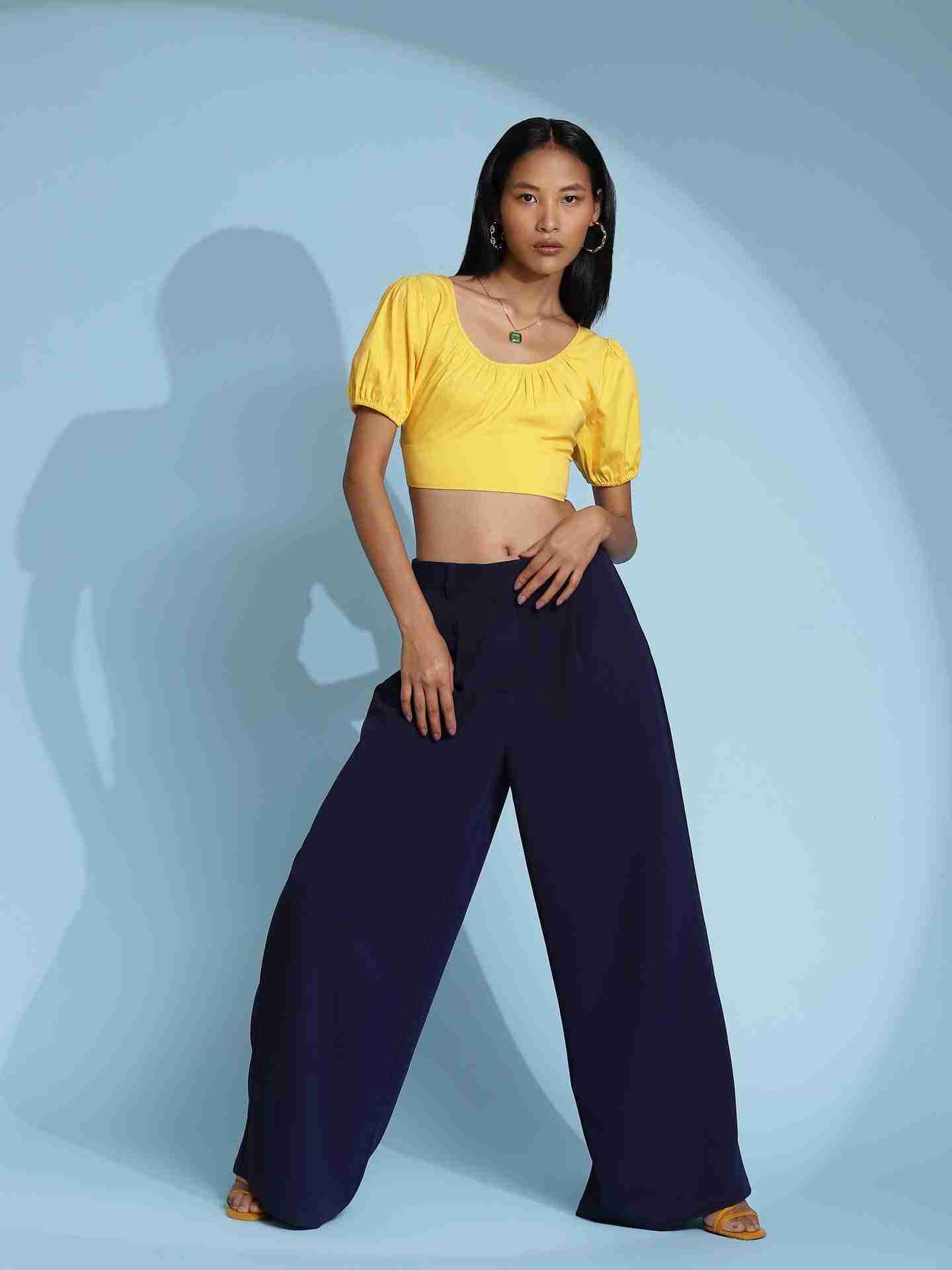 Navy Antalya Wide-Leg Pants