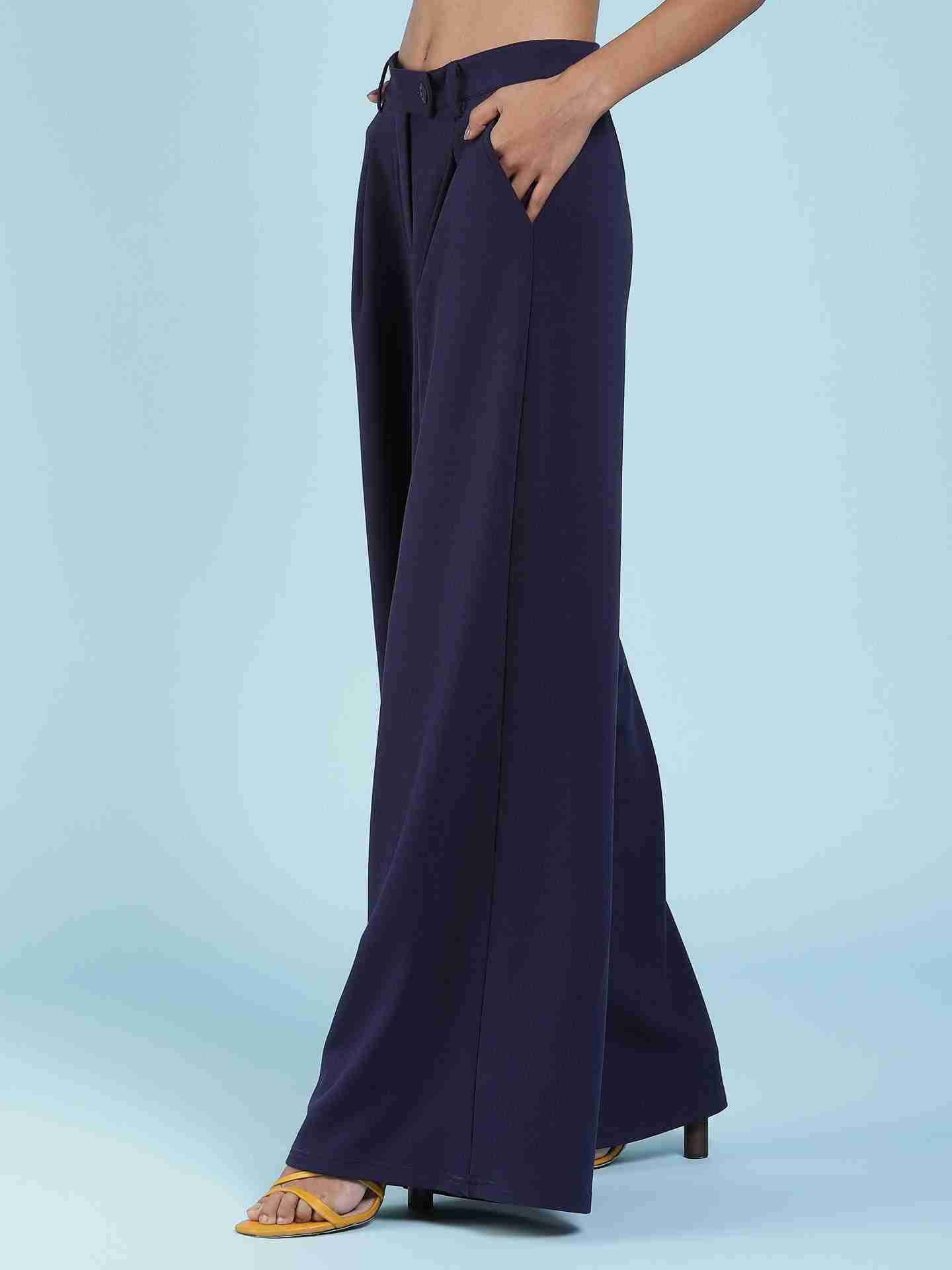 Navy Antalya Wide-Leg Pants