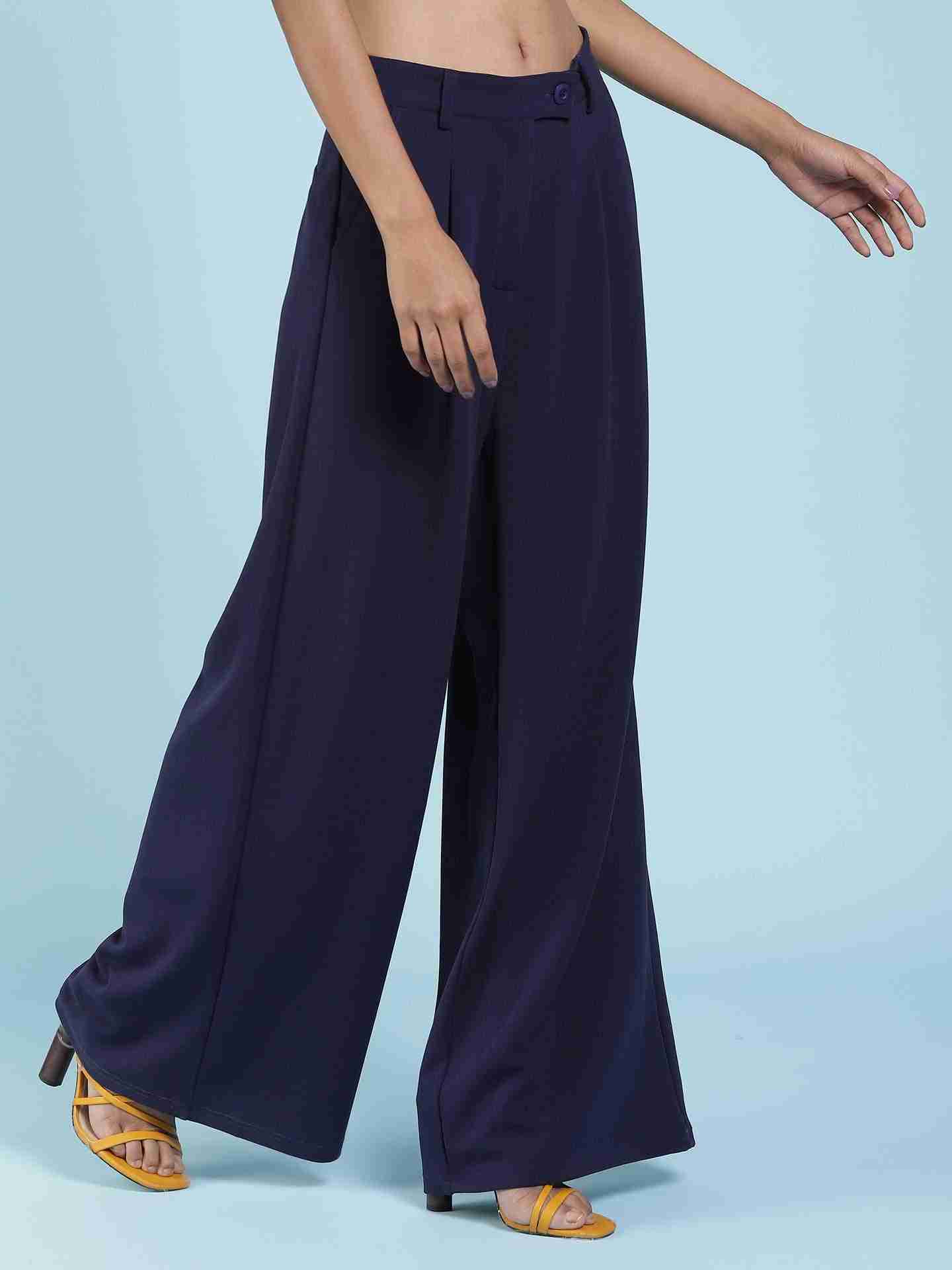 Navy Antalya Wide-Leg Pants