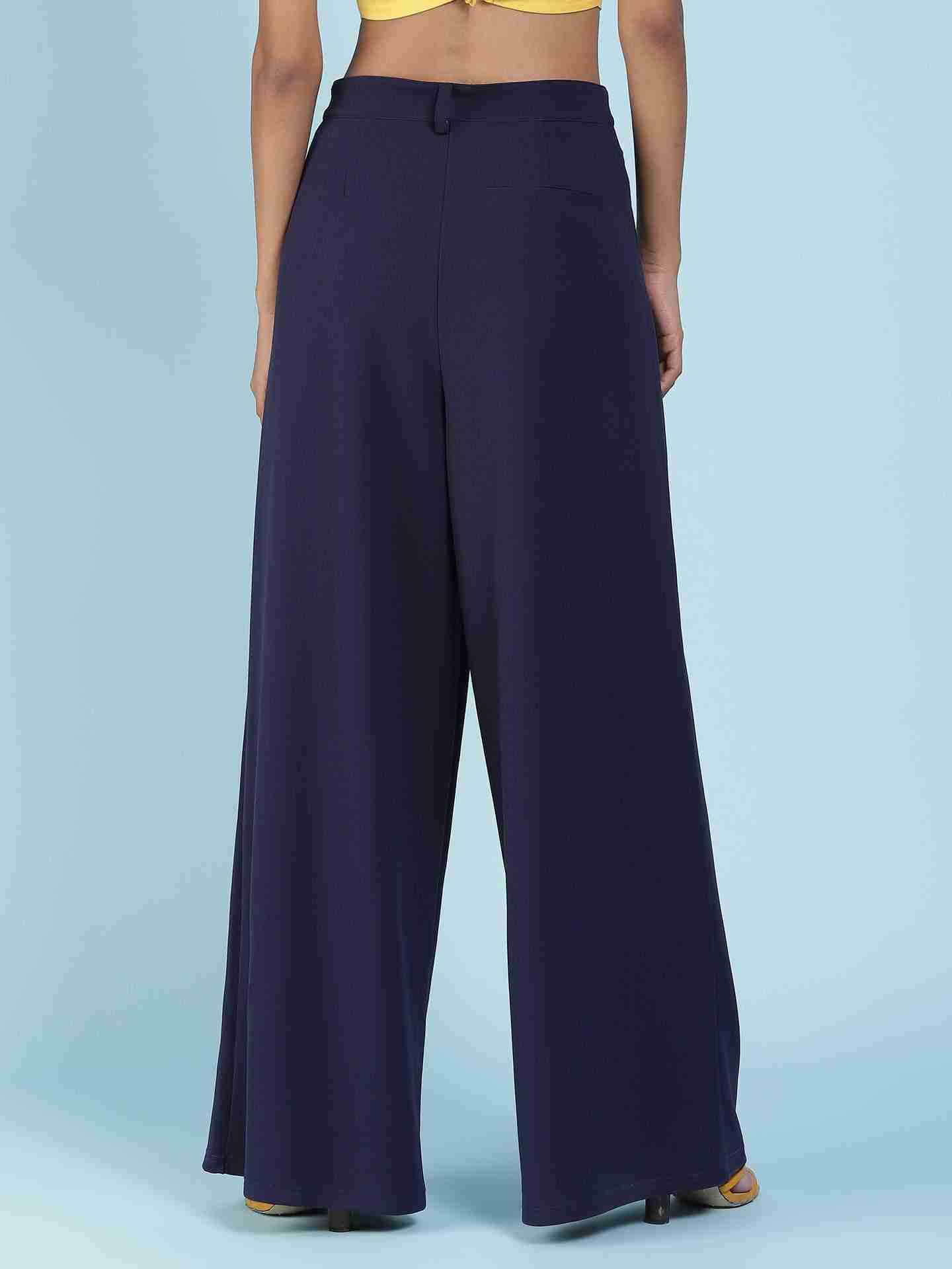 Navy Antalya Wide-Leg Pants