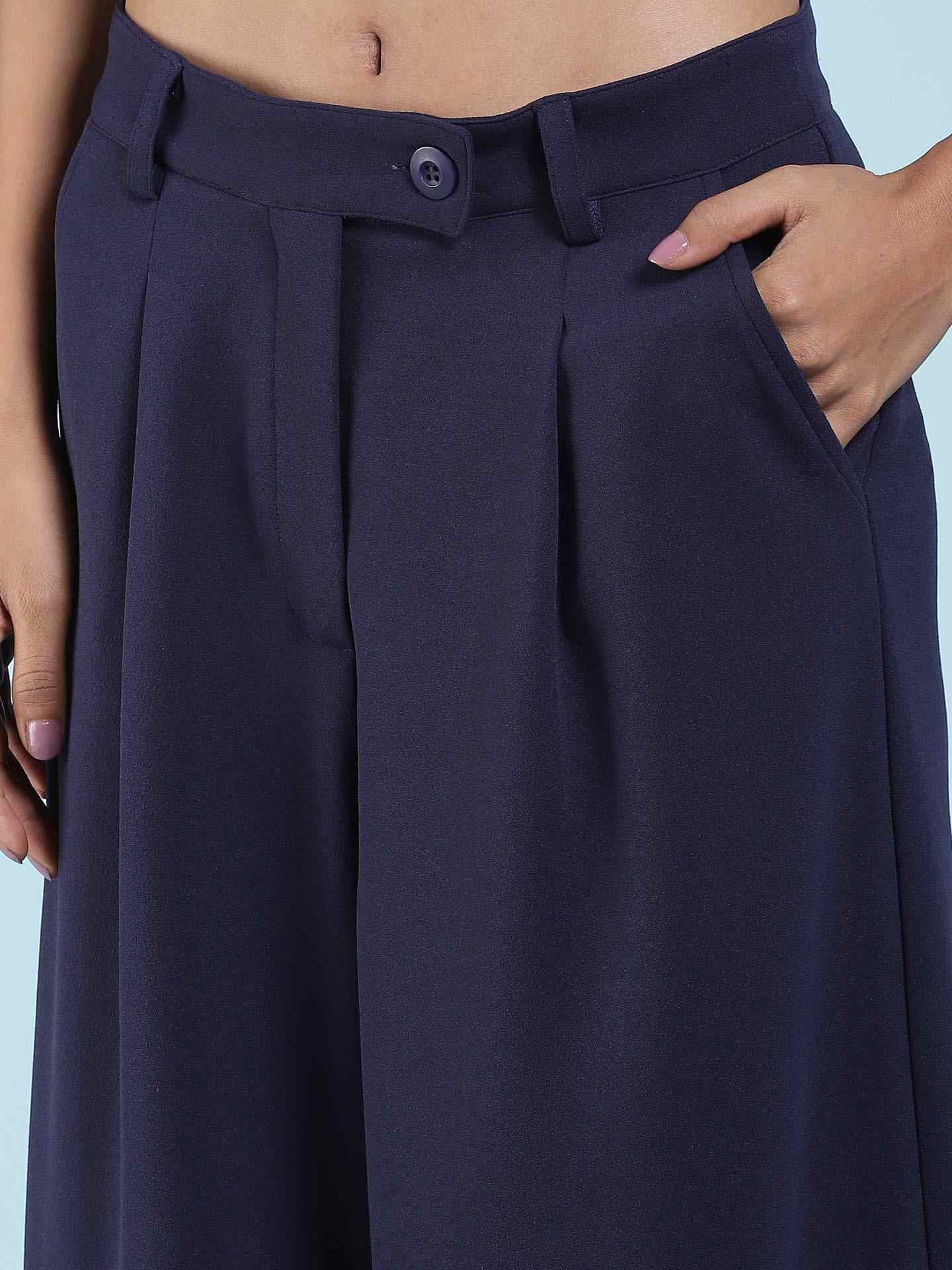 Navy Antalya Wide-Leg Pants
