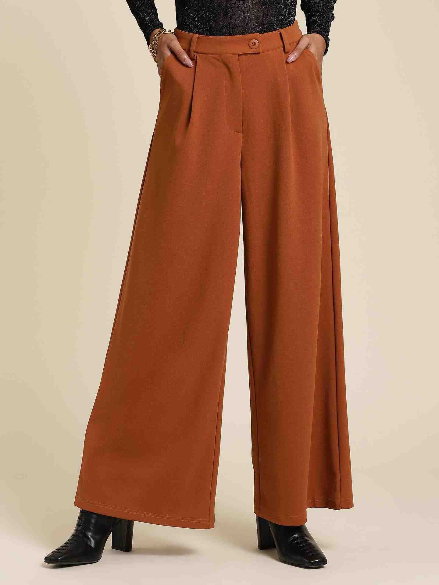 Tan Antalya Wide-Leg Pants