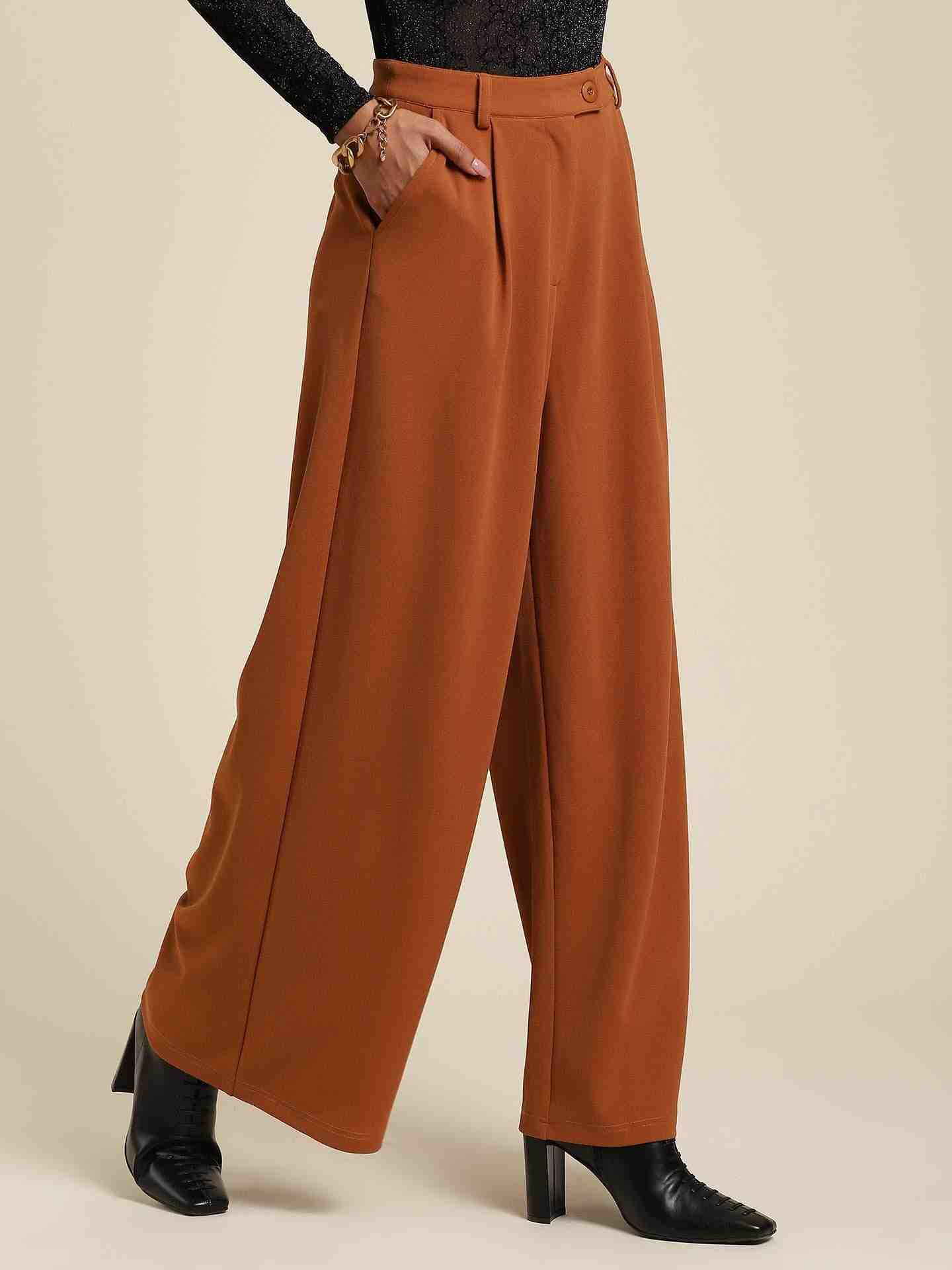 Tan Antalya Wide-Leg Pants