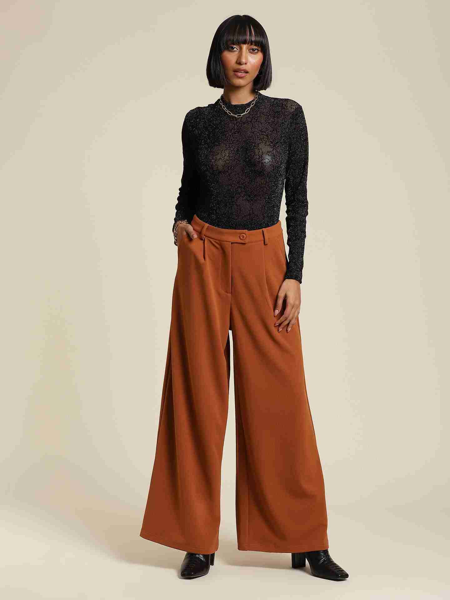Tan Antalya Wide-Leg Pants