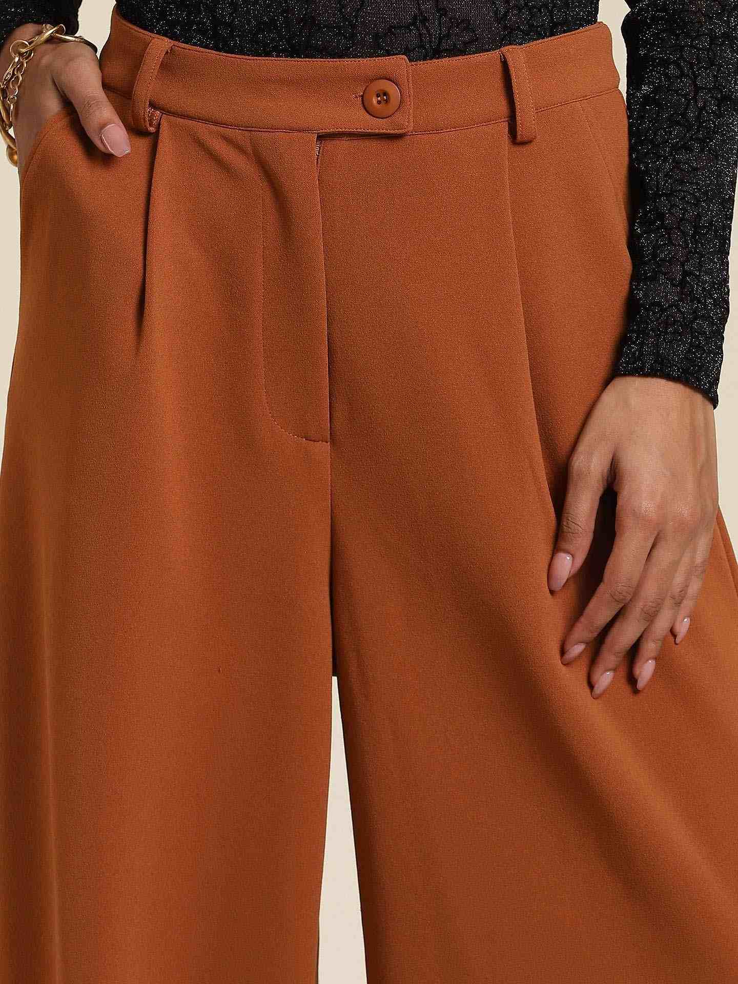 Tan Antalya Wide-Leg Pants