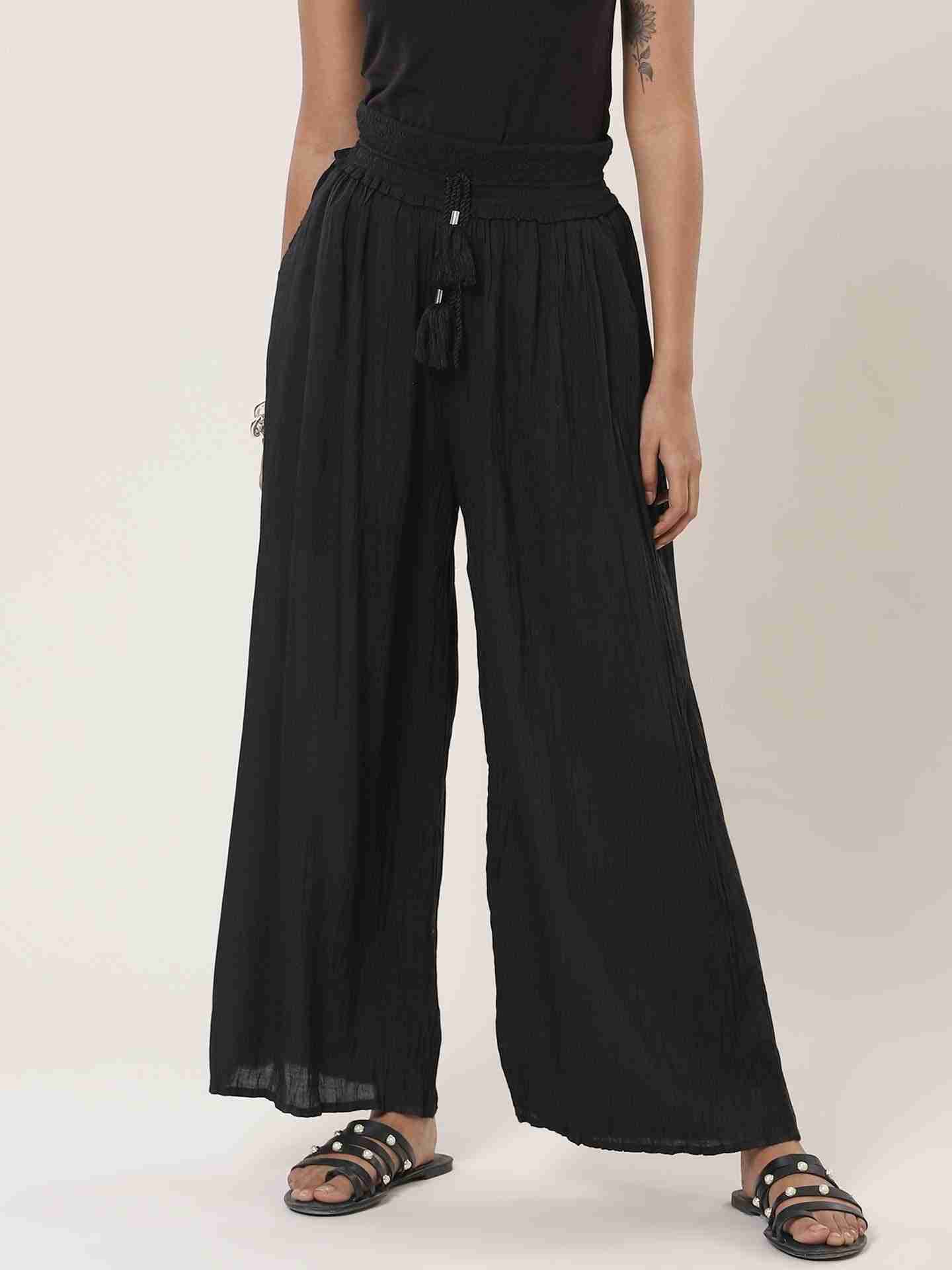 Black Leisure Basics Wide-Leg Pants
