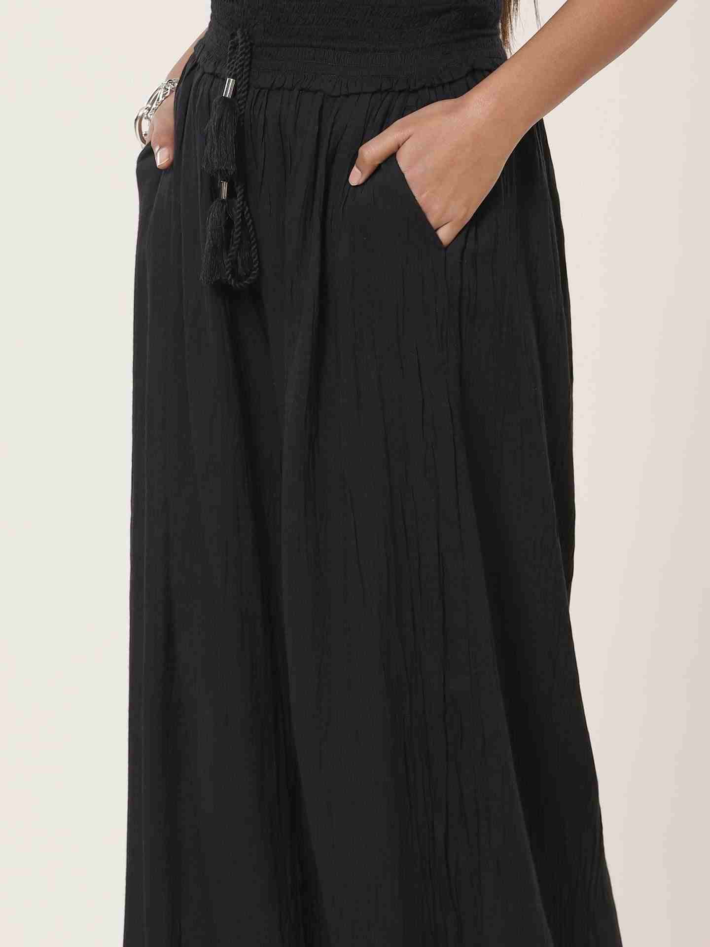 Black Leisure Basics Wide-Leg Pants