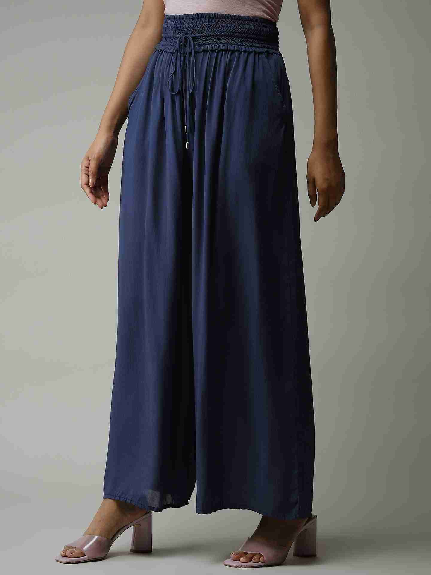 Navy Leisure Basics Wide-Leg Pants