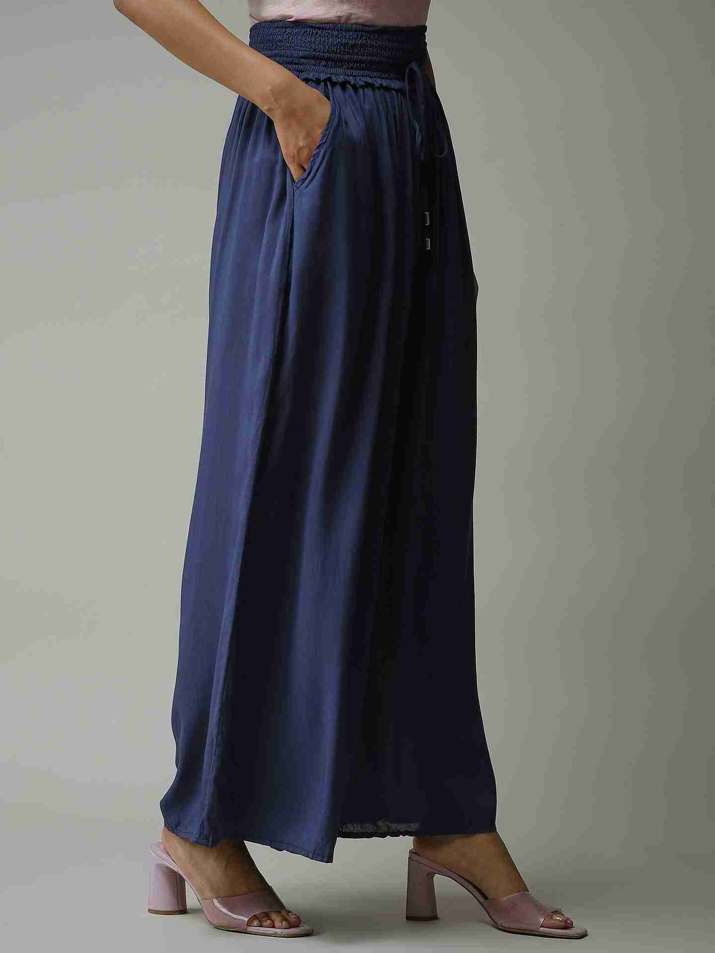 Navy Leisure Basics Wide-Leg Pants