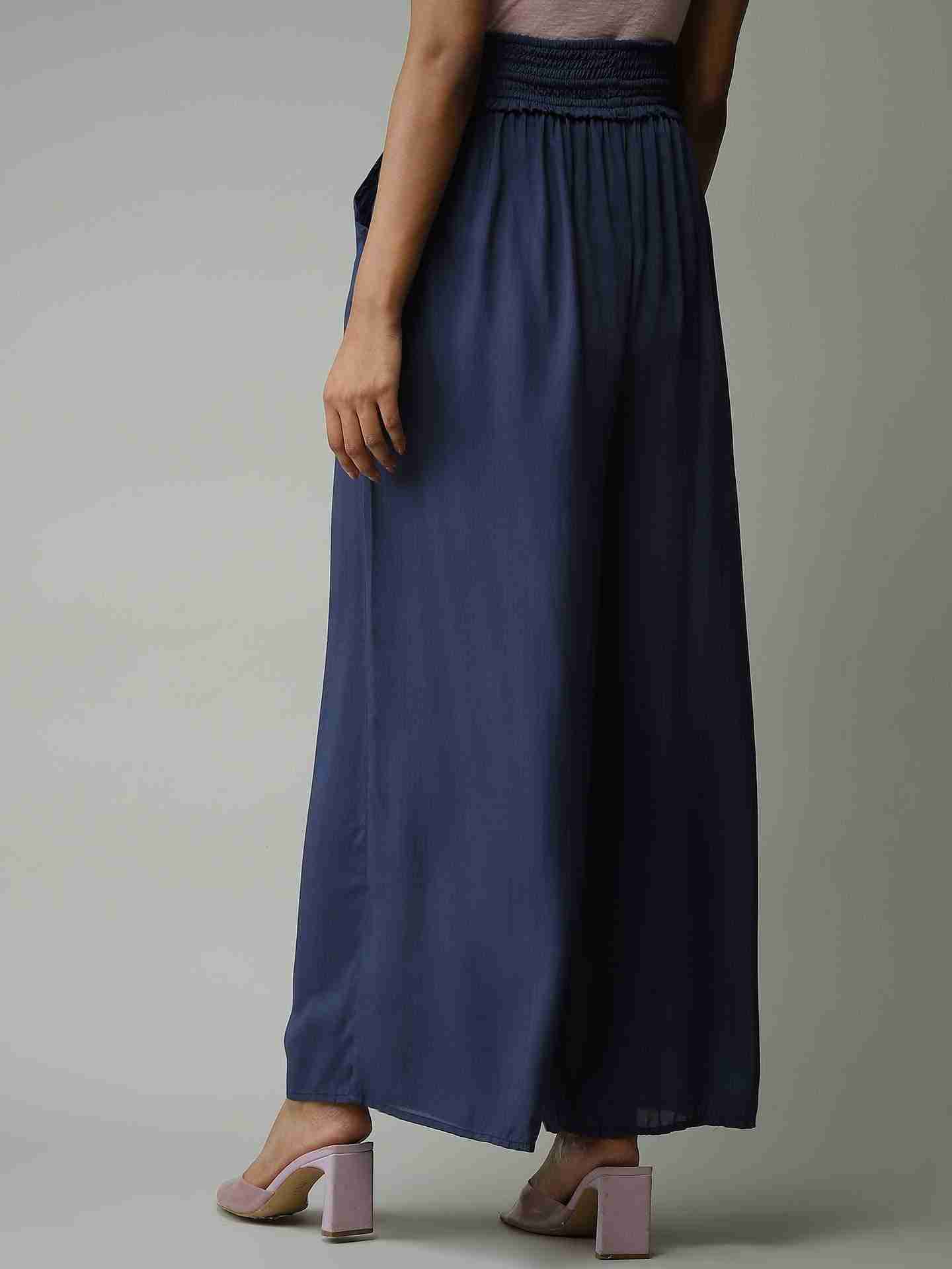 Navy Leisure Basics Wide-Leg Pants