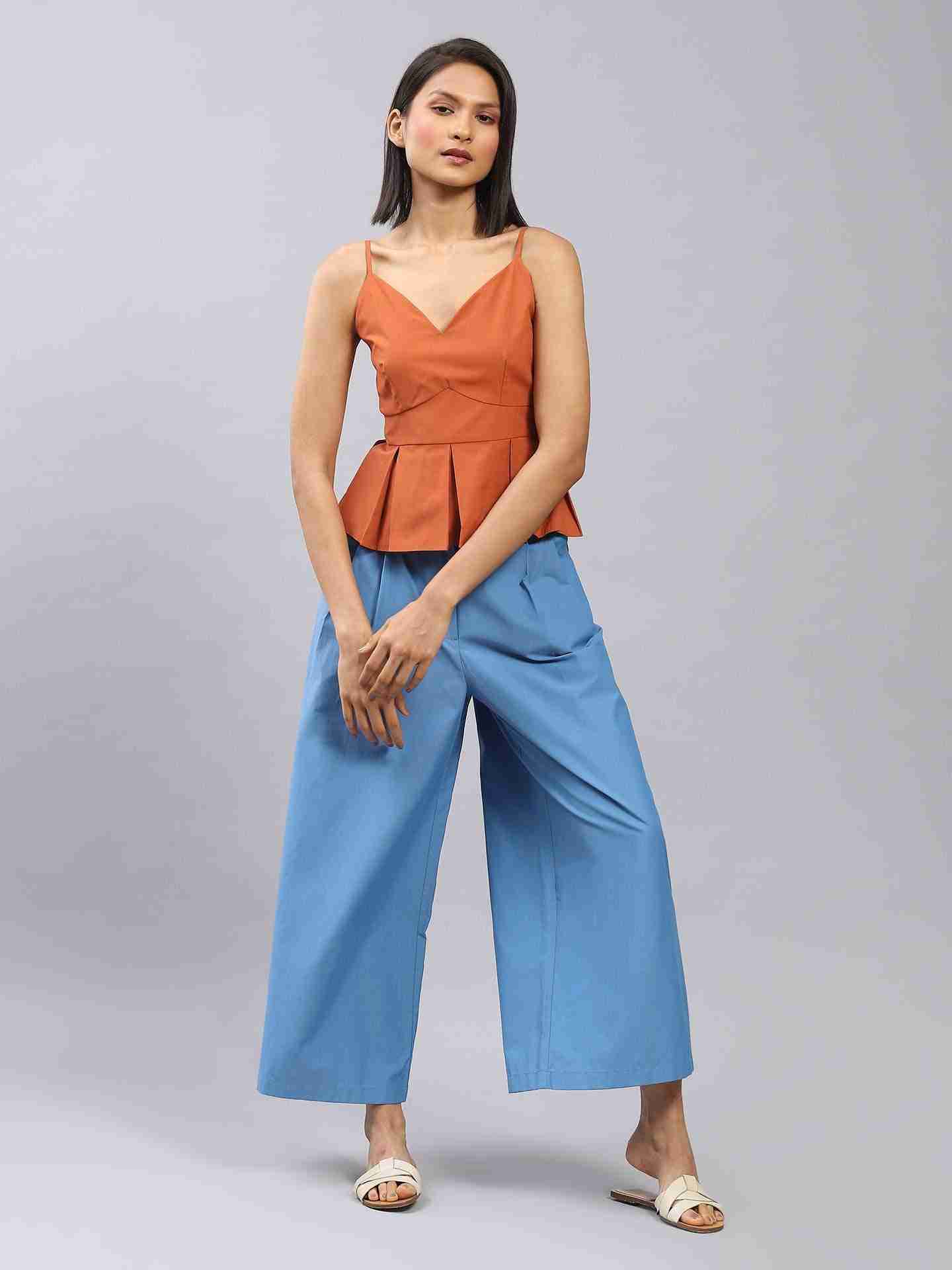 Blue Maeve Wide-Leg Pants