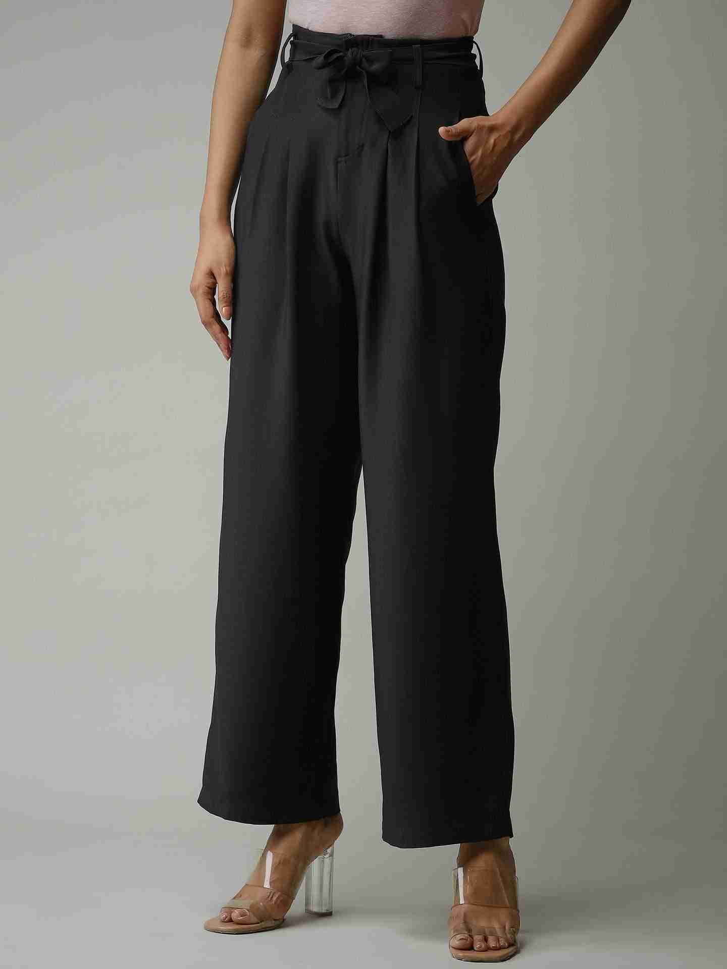 Black Summer Charm Wide-Leg Pants