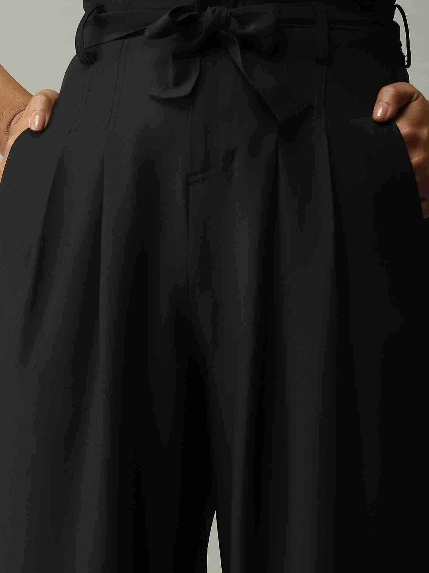 Black Summer Charm Wide-Leg Pants