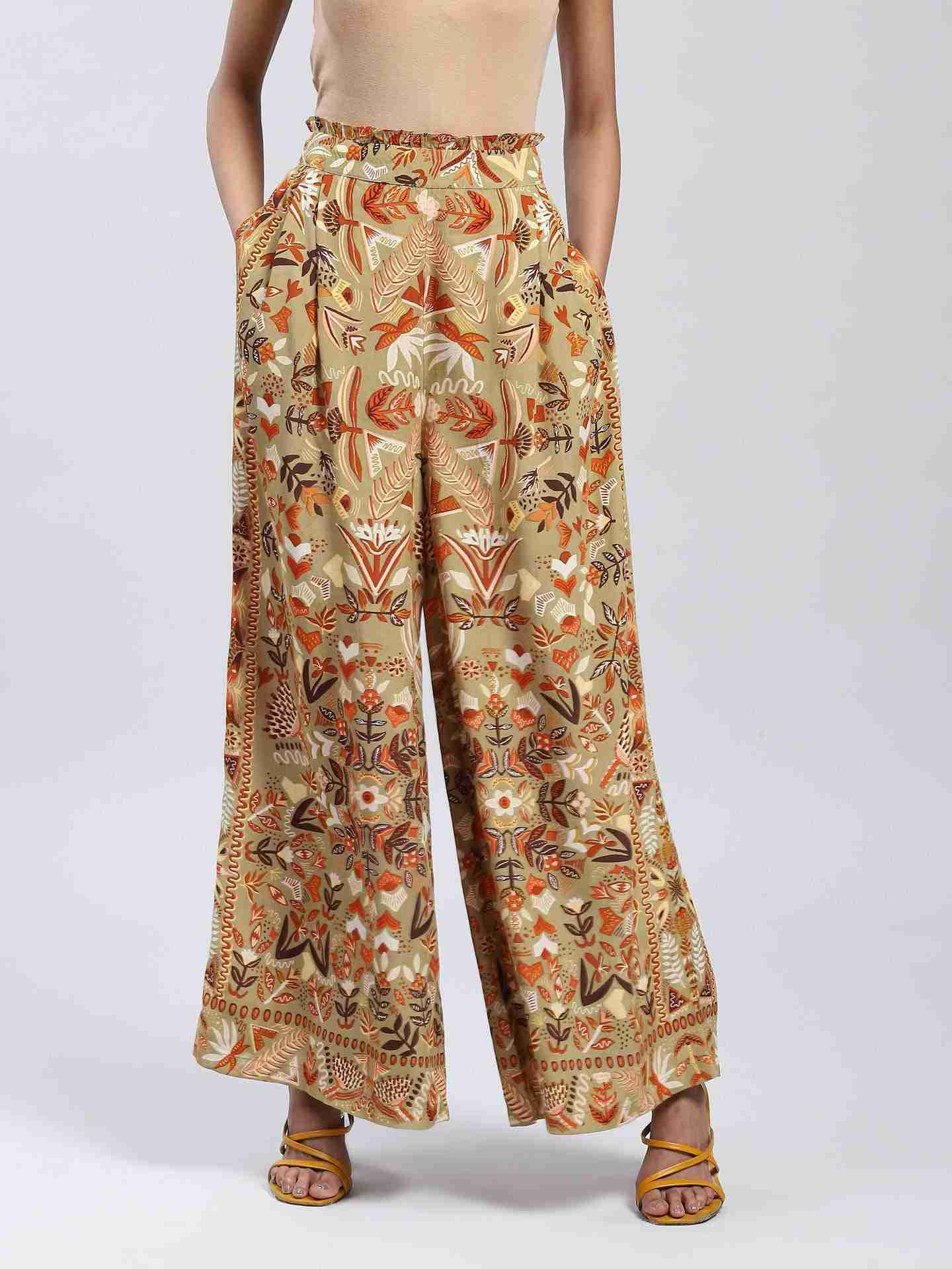 Khaki Maeve Wide-Leg Pants