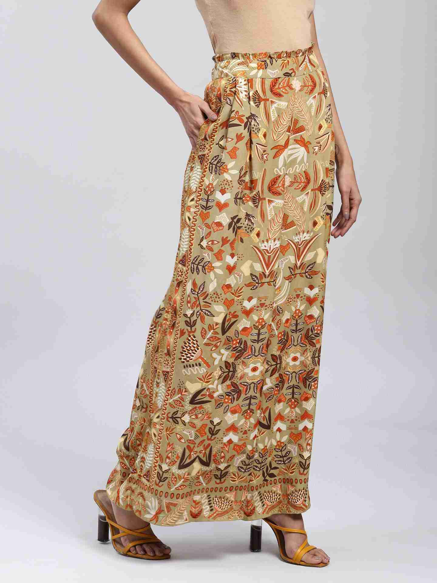 Khaki Maeve Wide-Leg Pants