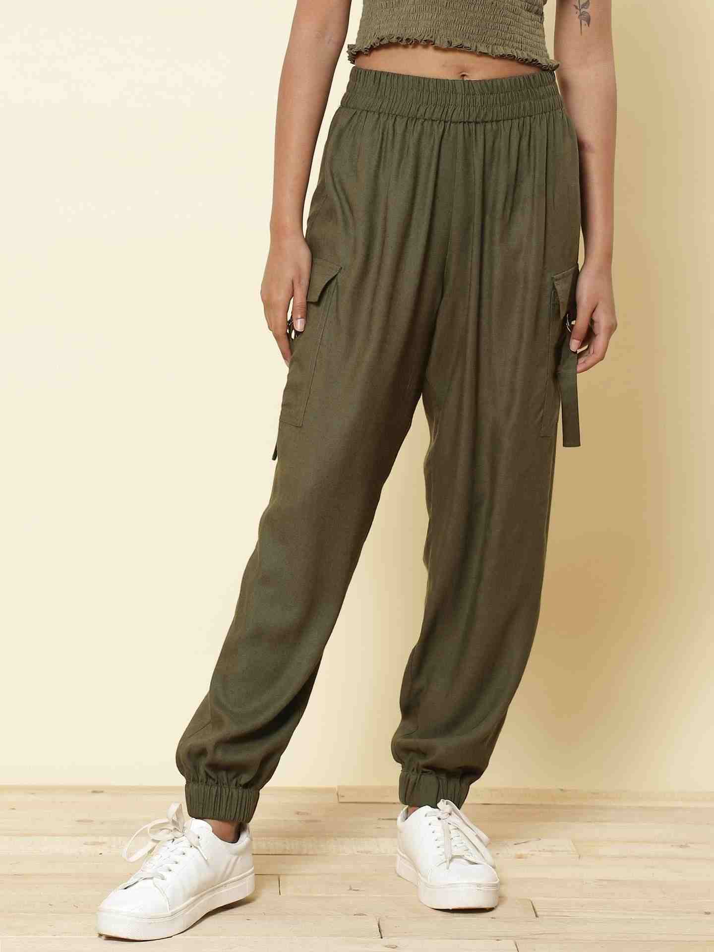 Olive Fashion Flair Joggers